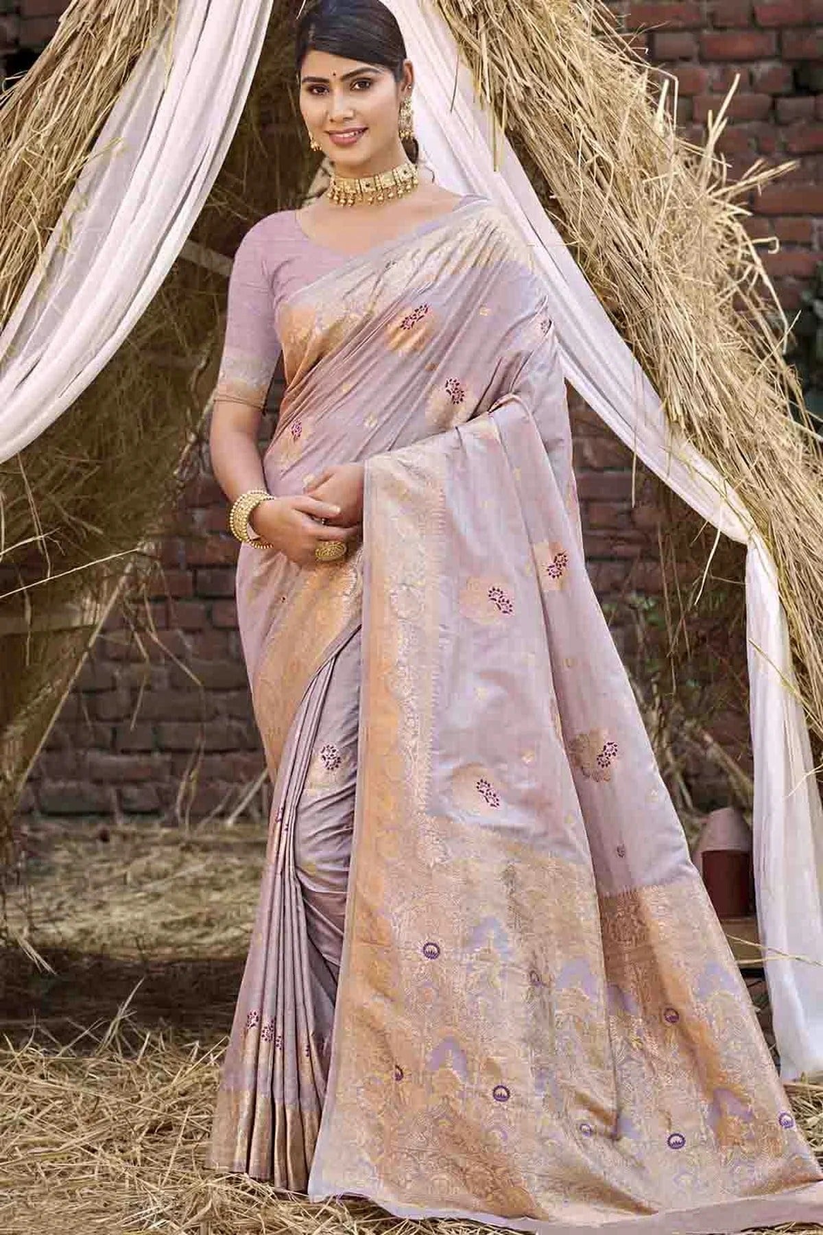 Lavender Colour Woven Work Silk Traditional Saree SD1103480