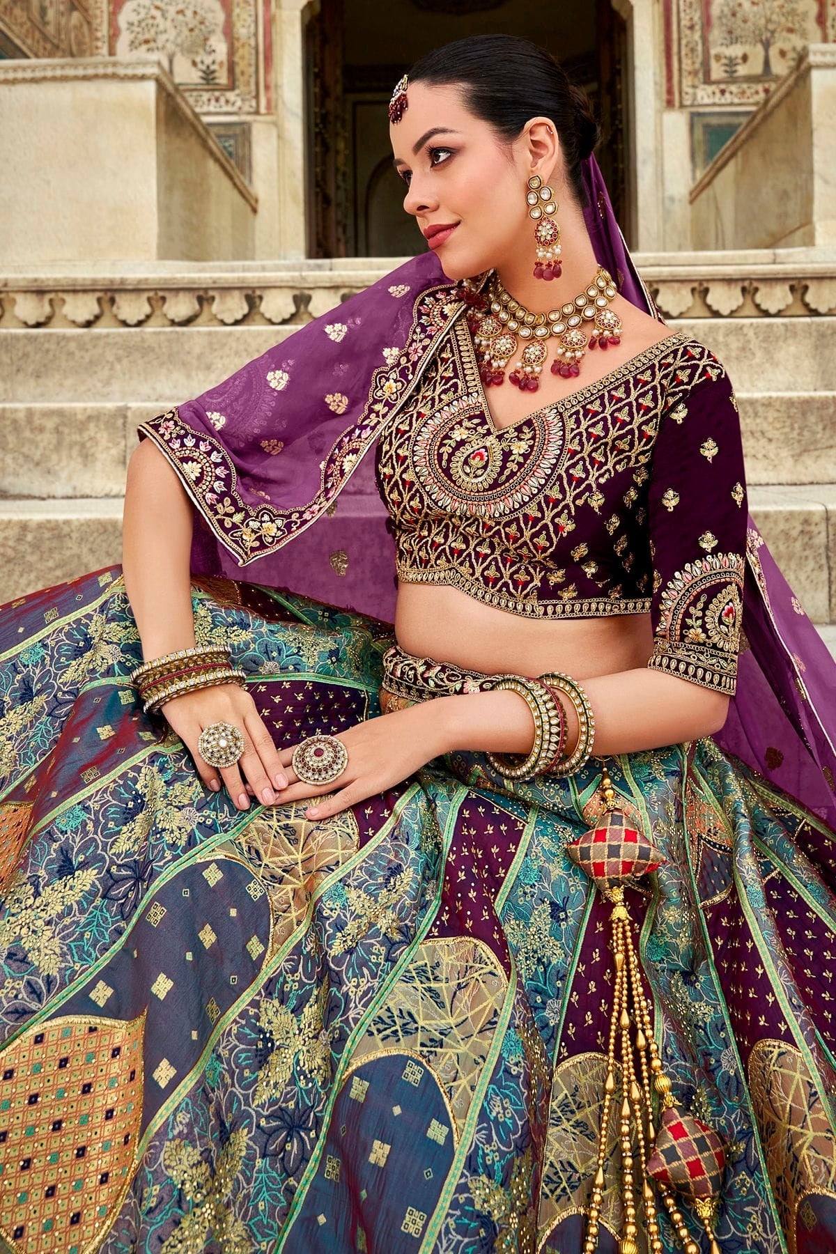 Light Blue Colour Banarasi Silk Bridal Lehenga Choli LC1290100 B