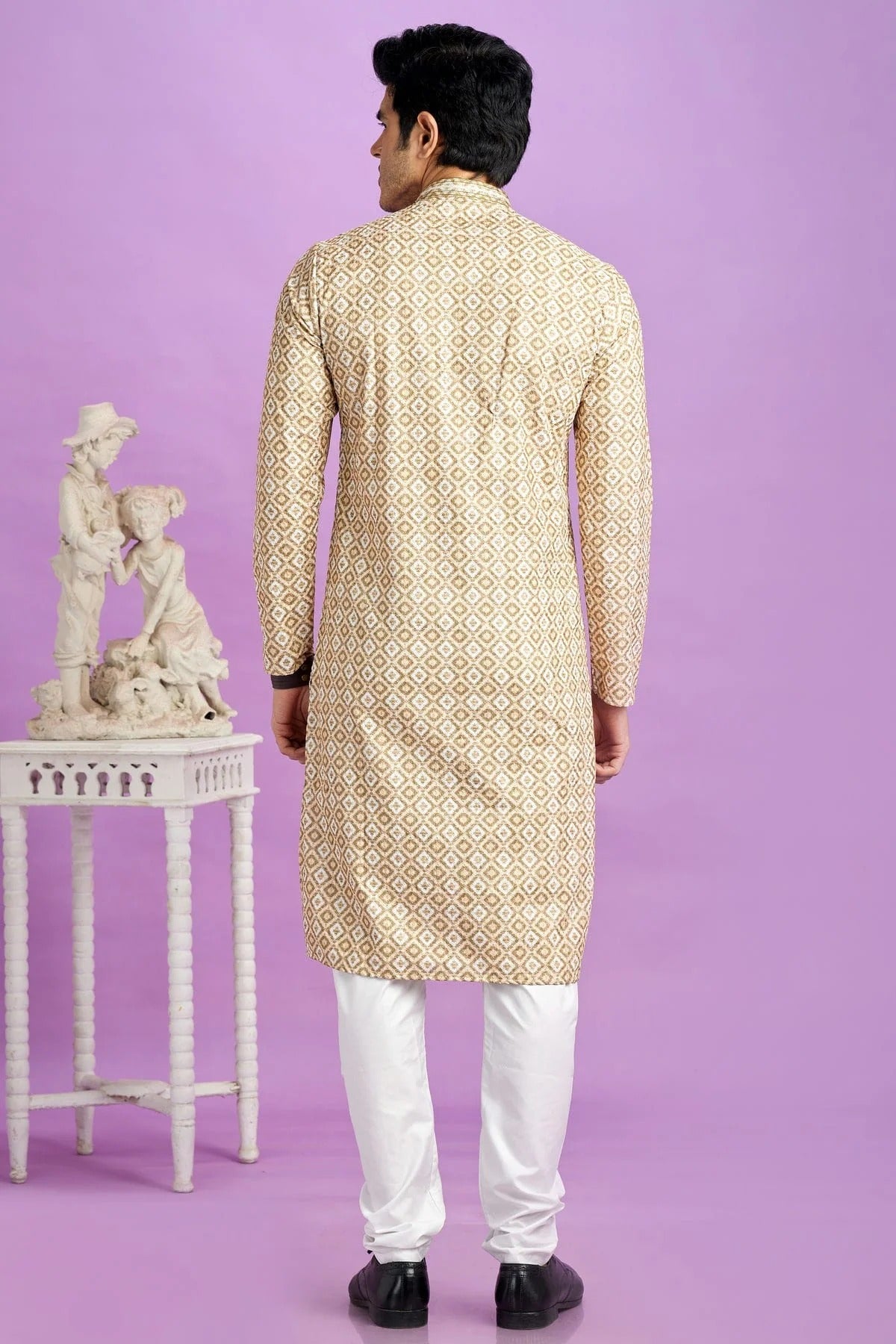 Light Brown Colour Cotton Pintex Work Kurta Pajama KP1230189 B