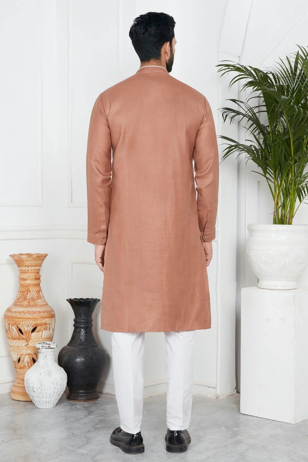 Light Brown Colour Linen Cotton Pintex Work Kurta Pajama KP1230132 B