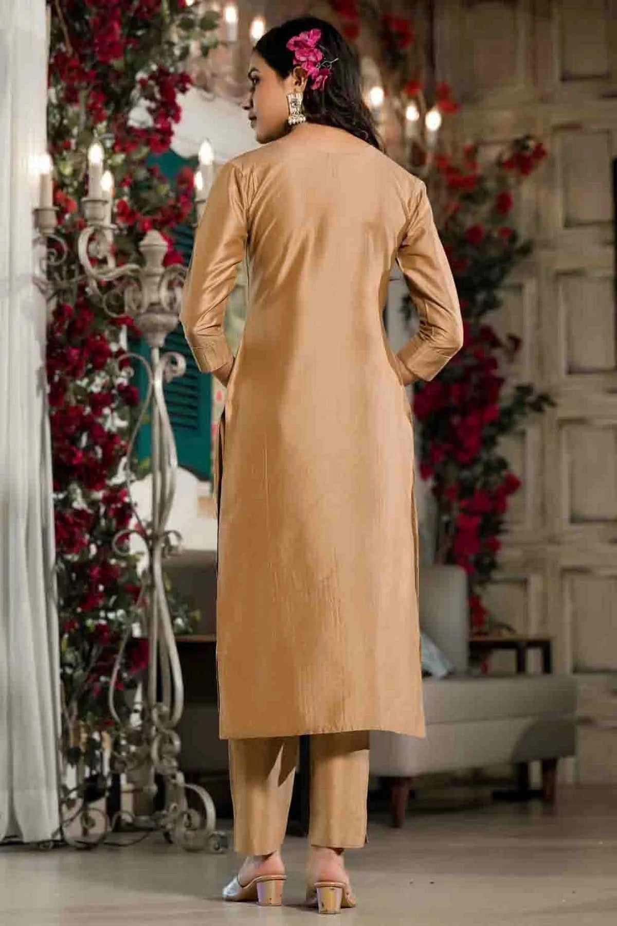 Light Brown Colour Silk Stitched Pant Style Suit SS1140738 A