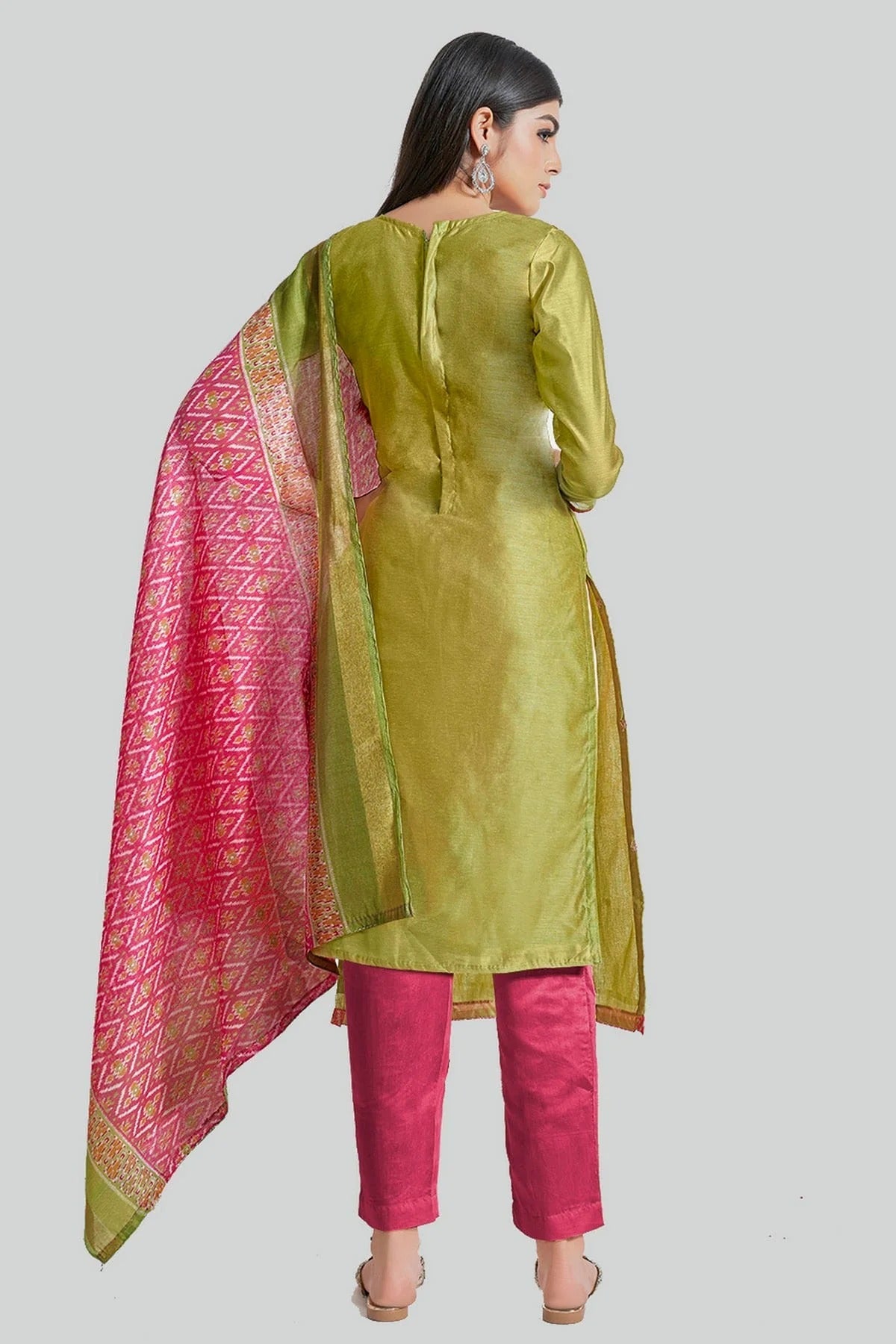 Light Green Colour Chanderi Silk Pant Style Suit SM1110607 A
