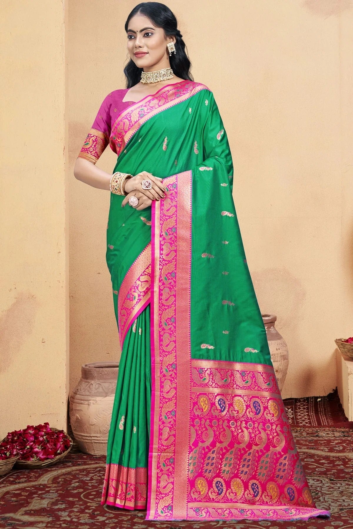 Light Green Colour Silk Woven Work Traditional Saree SD1102954