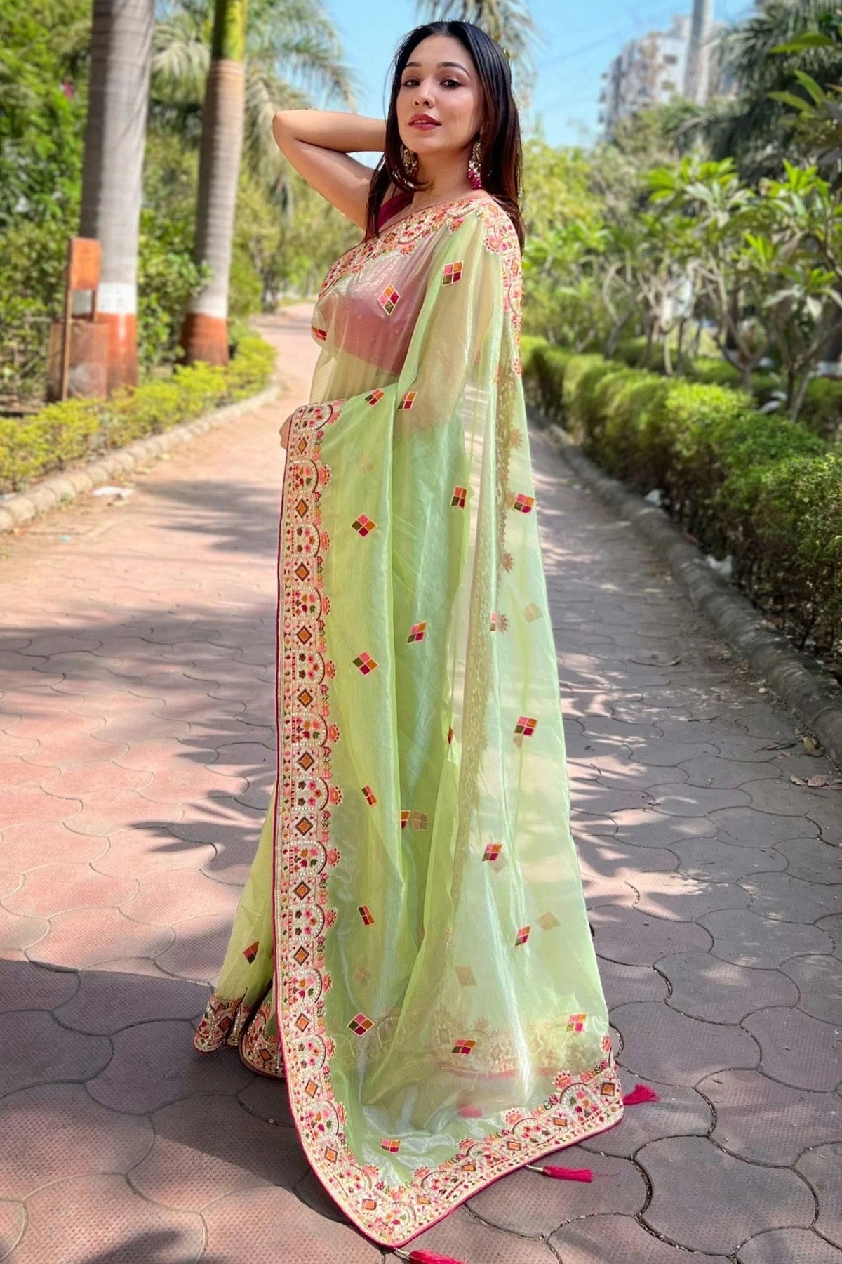 Light Green Colour Tissue Silk Designer Saree SD1111768 A