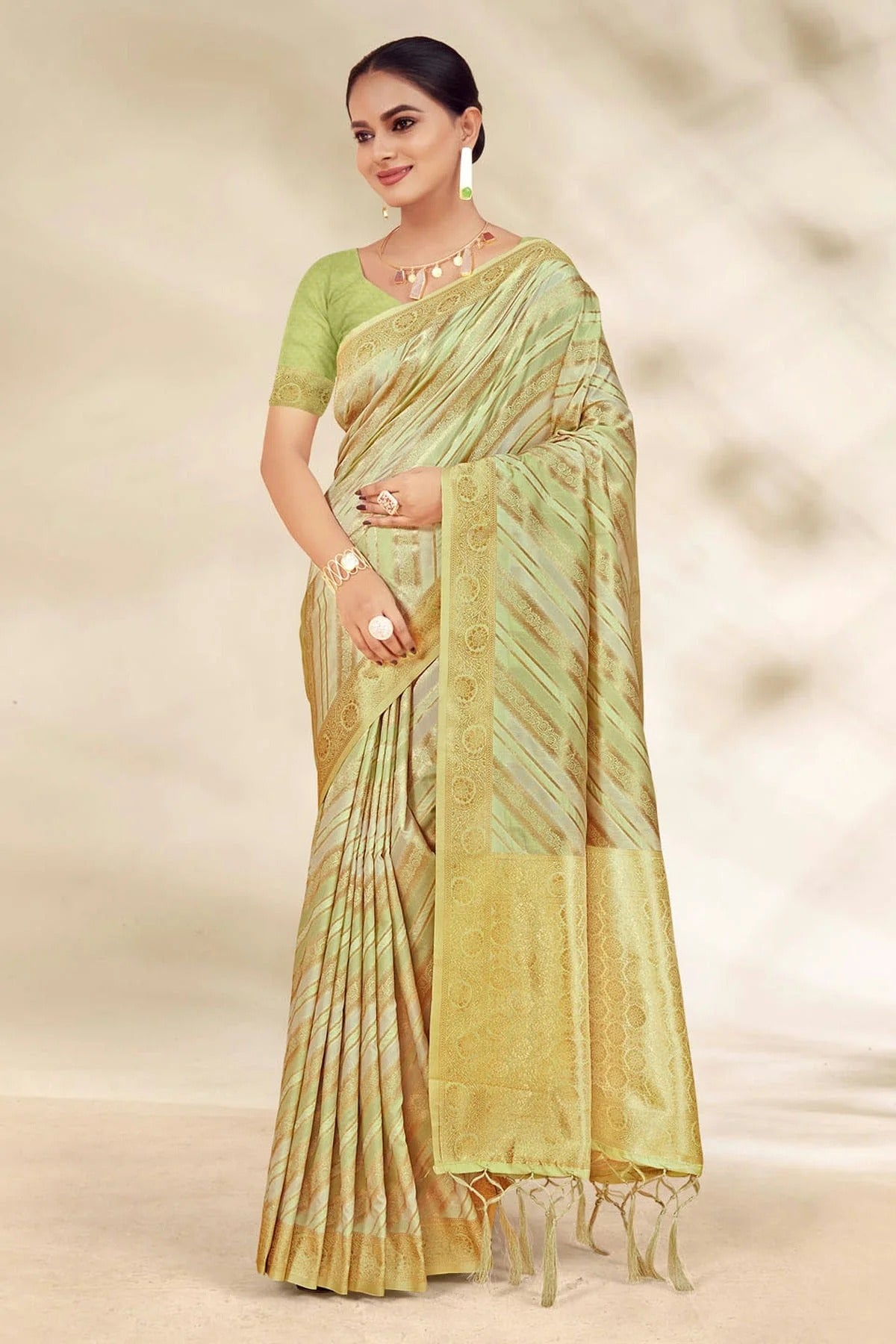 Light Green Colour Woven Work Cotton Saree SD1101938