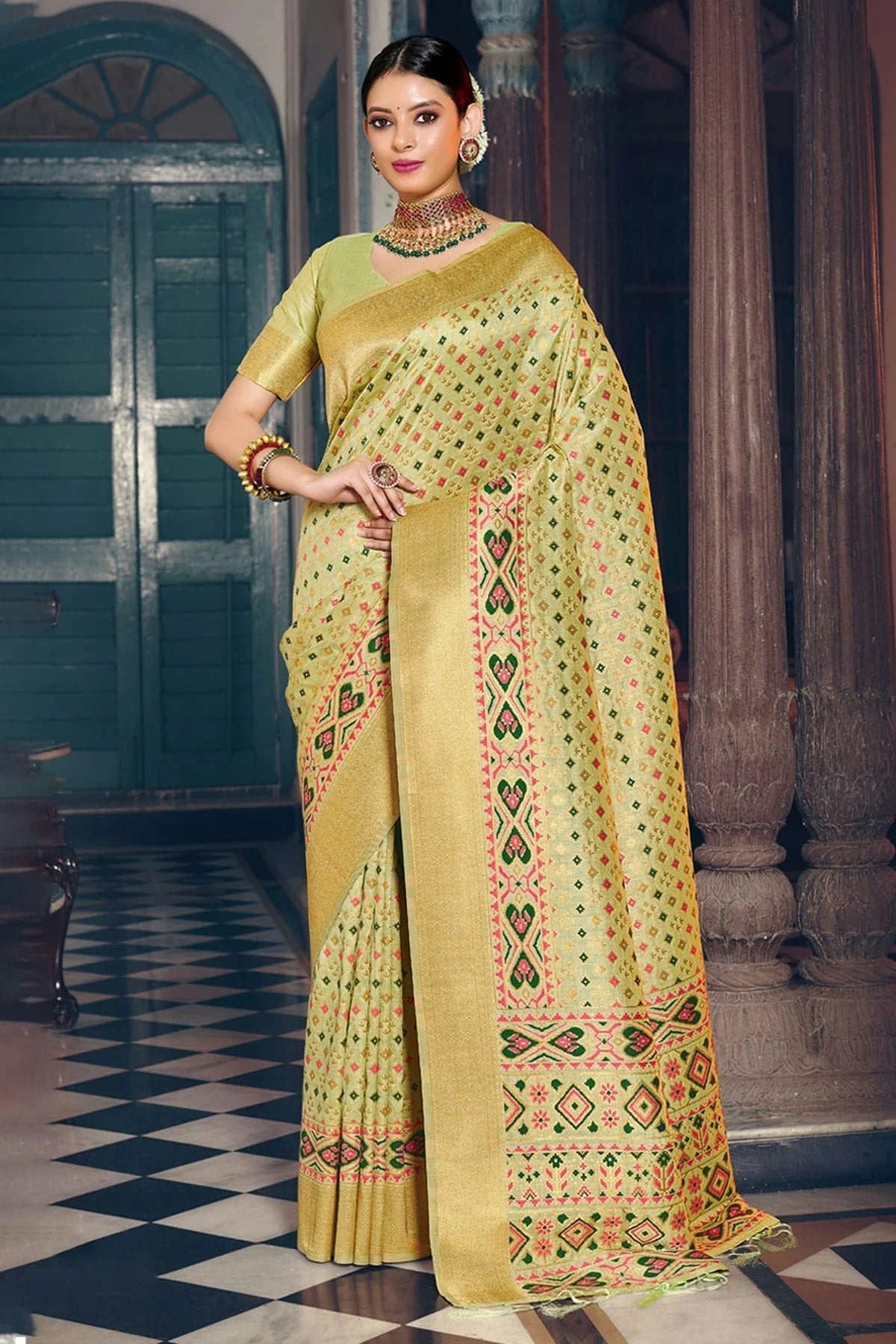 Light Green Colour Woven Work Patola Silk Saree SD1101520
