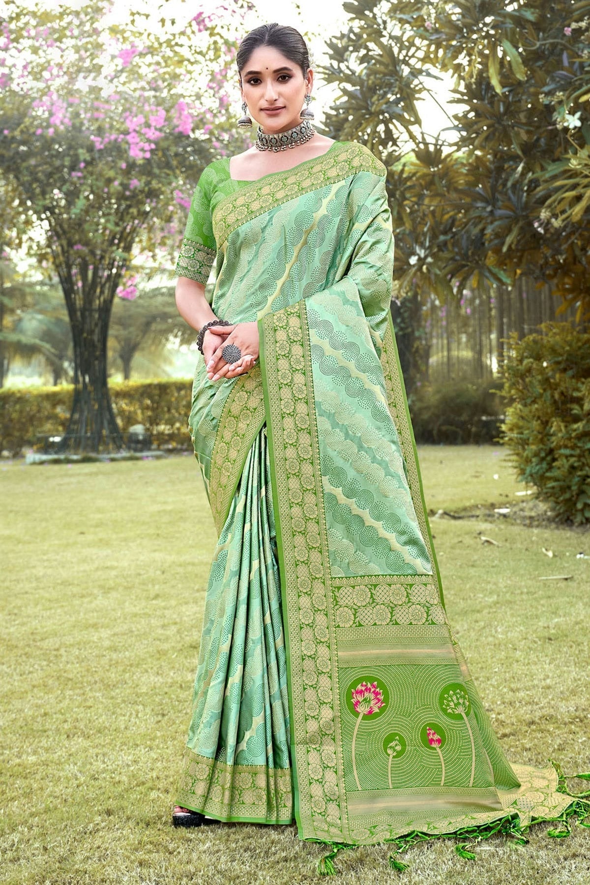 Light Green Colour Woven Work Silk Saree SD1101696