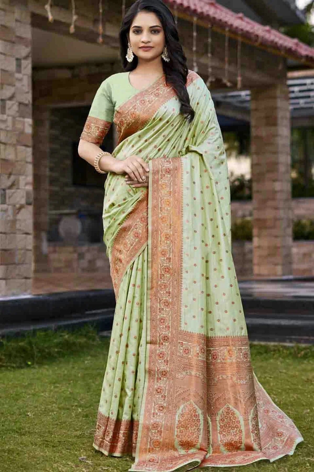 Light Green Colour Woven Work Silk Traditional Saree SD1103392
