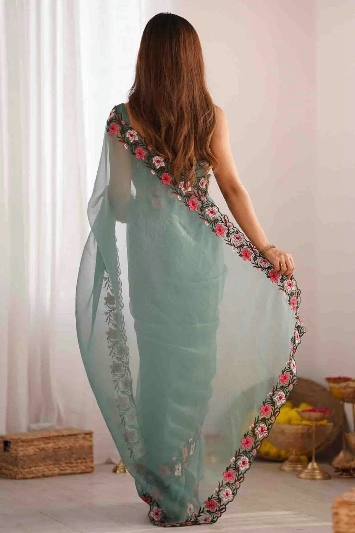 Light Grey Colour Gold Crush Designer Saree SD1111658 A