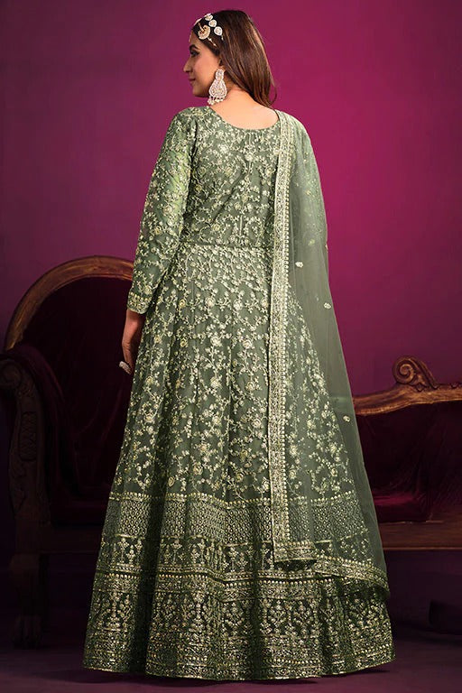 Light Grey Colour Net Anarkali Suit SM1050354 C
