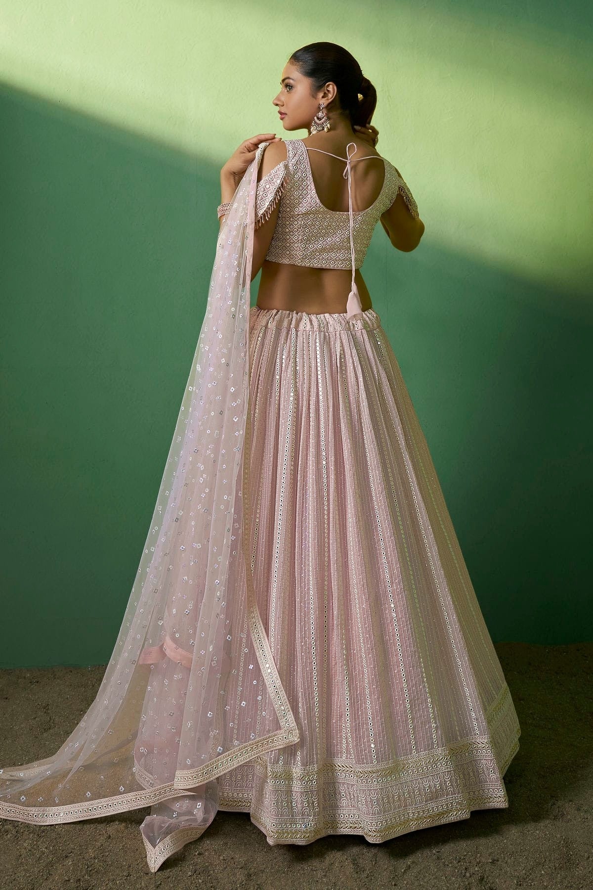 Light Pink Colour Embroidery Georgette Lehenga Choli LD1080784 A
