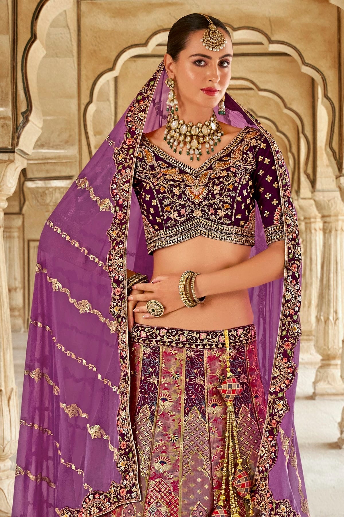 Light Purple Colour Banarasi Silk Bridal Lehenga Choli LC1290102 B