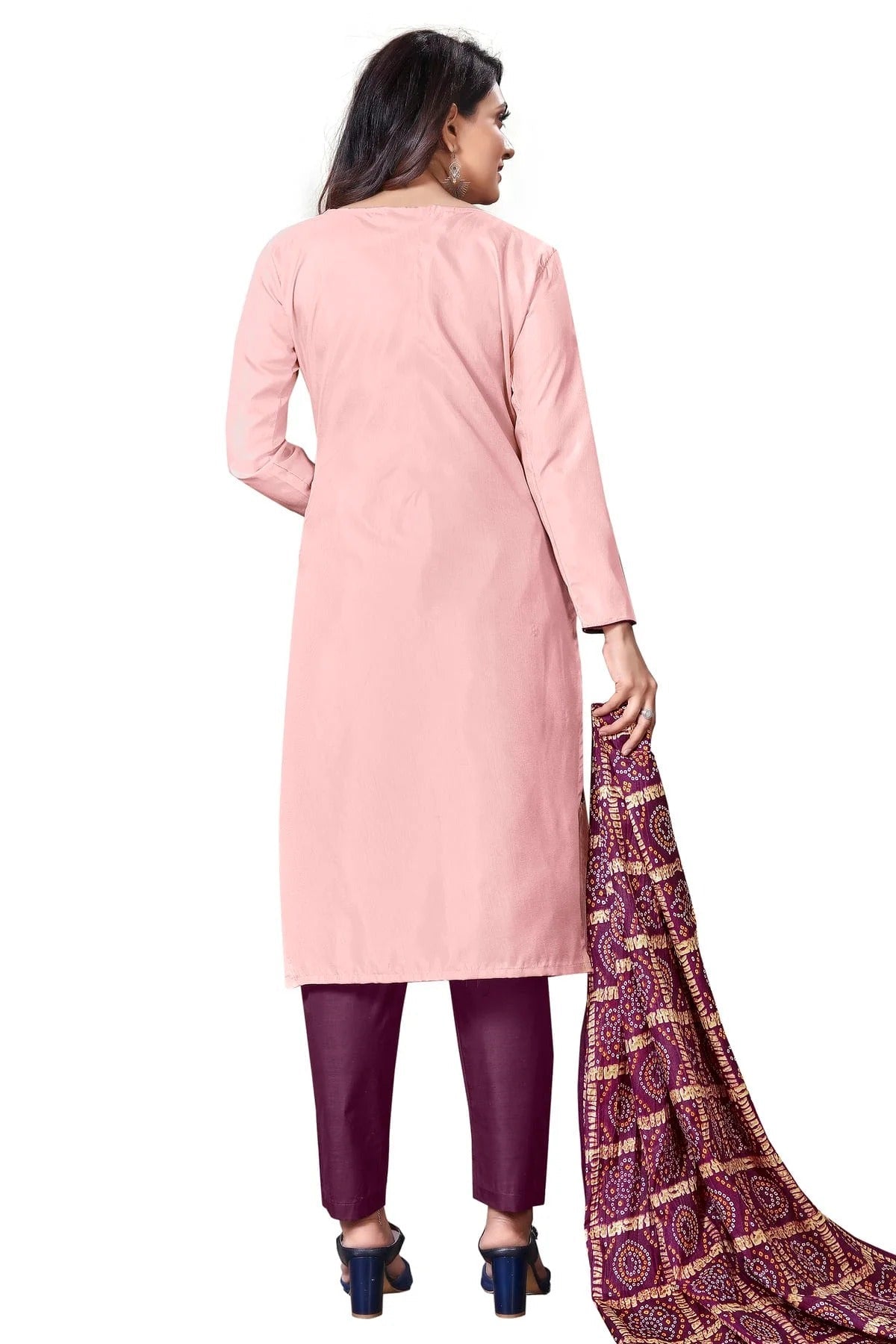 Light Purple Colour Unstitched Silk Straight Suit US1160631 A