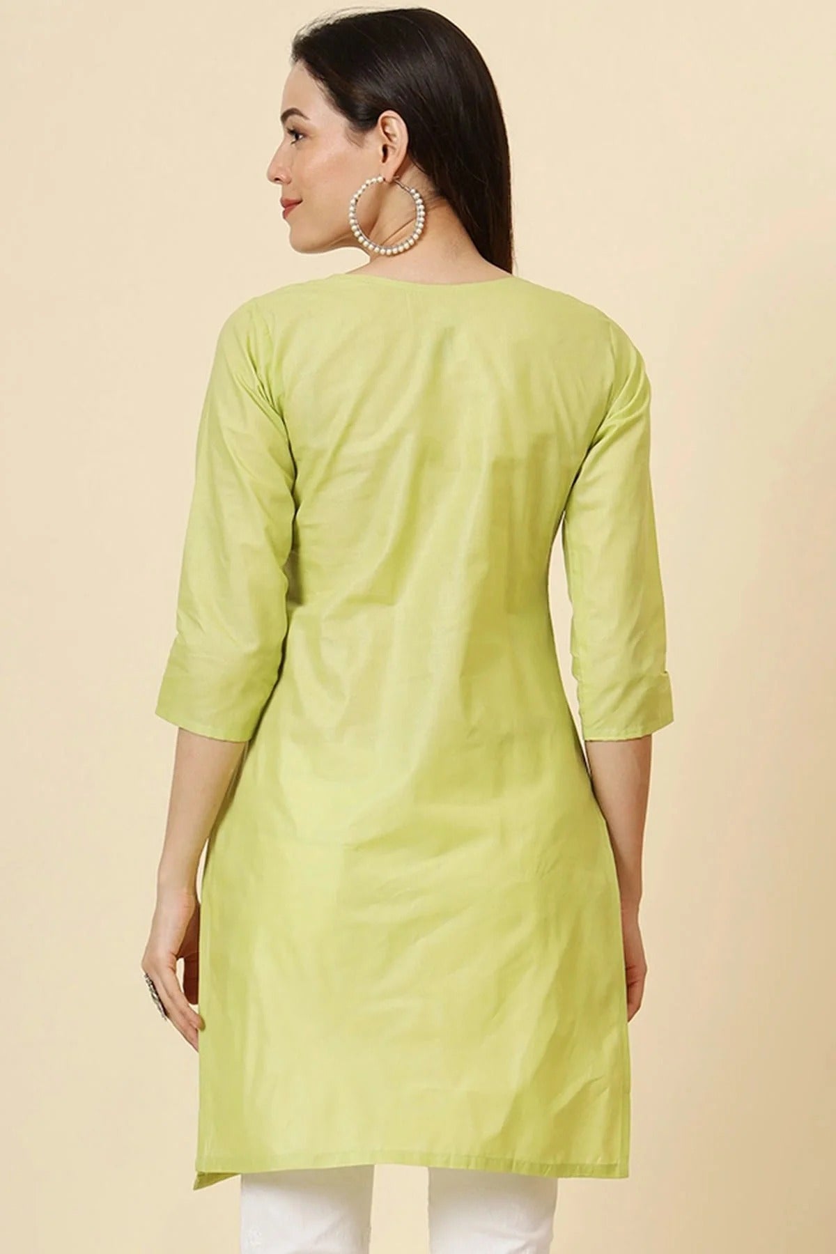 Lime Green Colour Cotton Readymade Top TP1110877 A