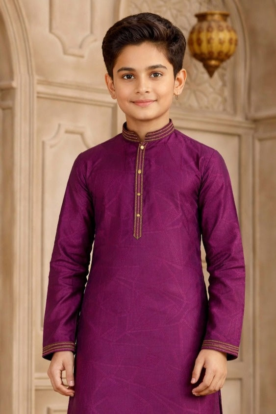 Magenta Colour Brocade Art Silk Pintux Work Kurta Pajama