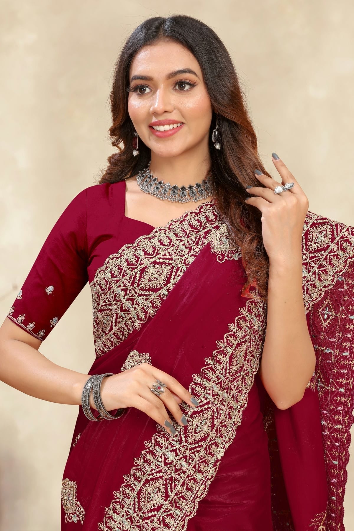Magenta Colour Crepe Silk Saree SD1091002 A_7ad9f876 163f 4c65 a80f 6924b961a49e