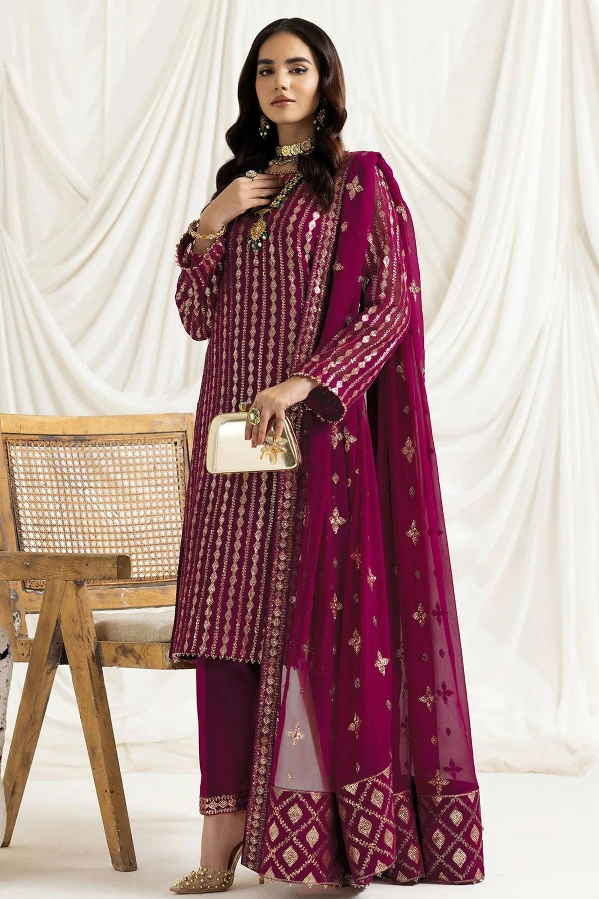 Magenta Colour Georgette Semi Stitched Pakistani Suit SM1250197 A