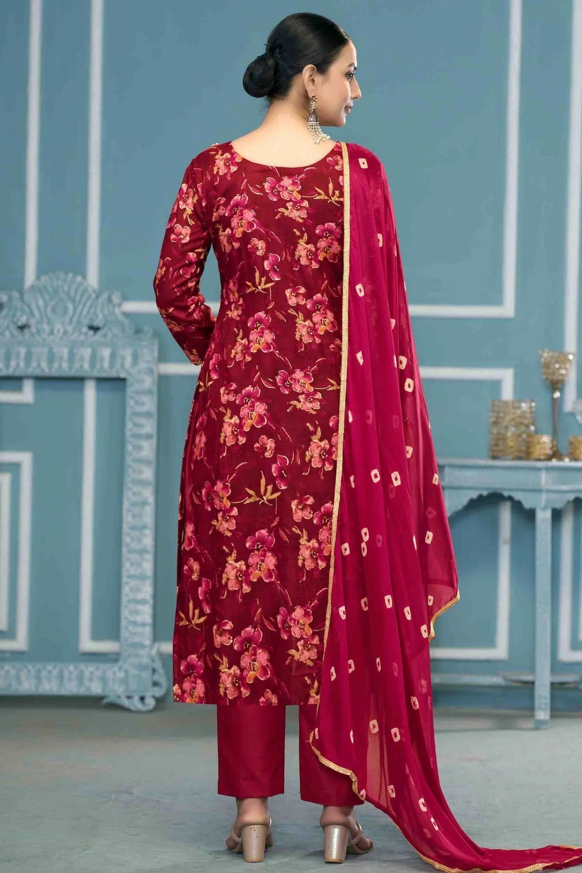 Magenta Colour Jaam Cotton Pant Style Suit SM1113217 A