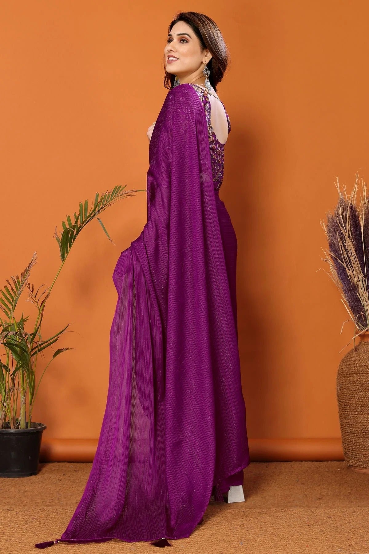 Magenta Colour Polyester Printed Saree SD1180104 A
