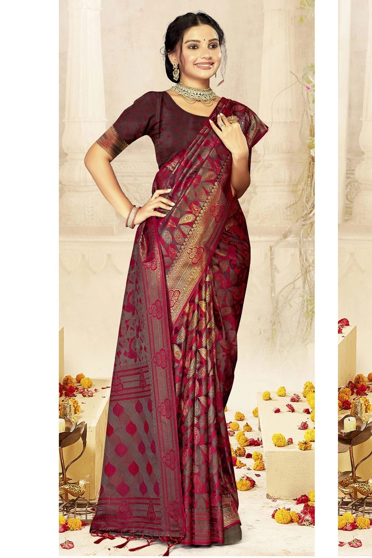 Magenta Colour Satin Silk Traditional Saree SD1102452