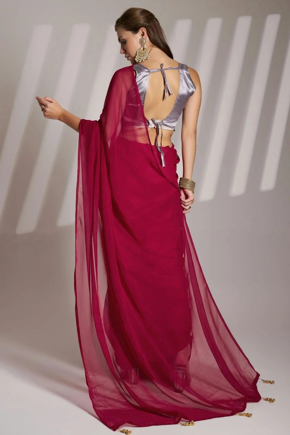 Magenta Colour Shimmer Saree SD1112773 A