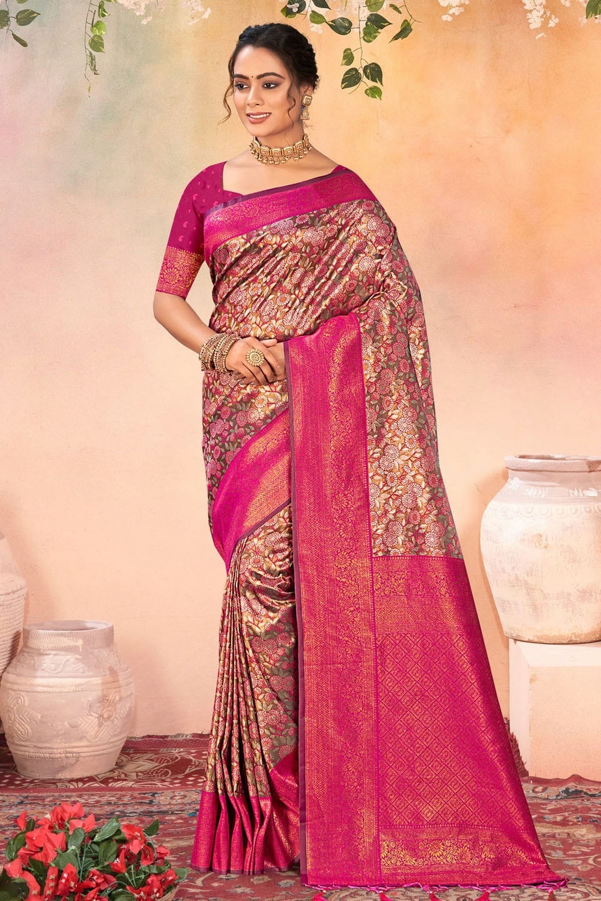 Magenta Colour Woven Work Kanjivaram Silk Saree SD1102051