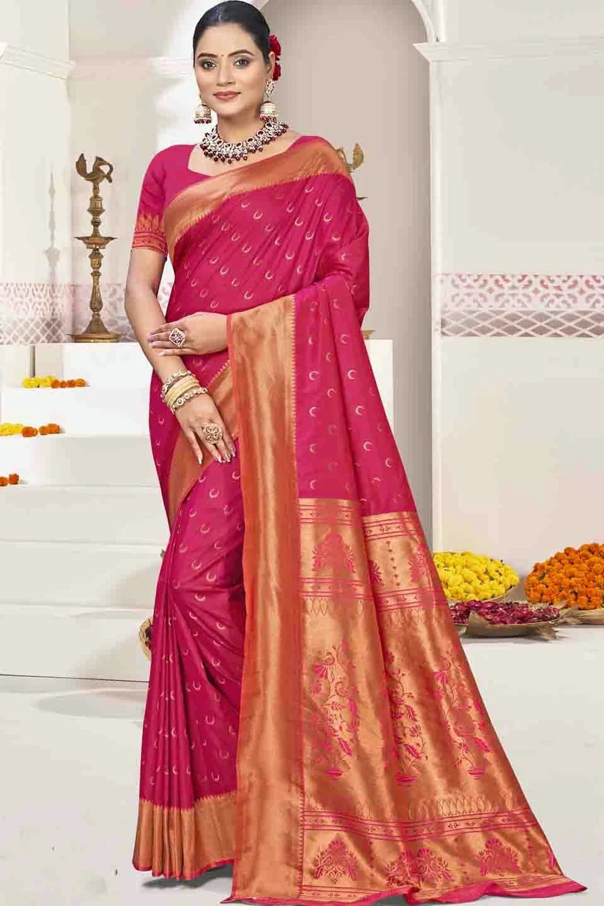 Magenta Colour Woven Work Silk Traditional Saree SD1103523