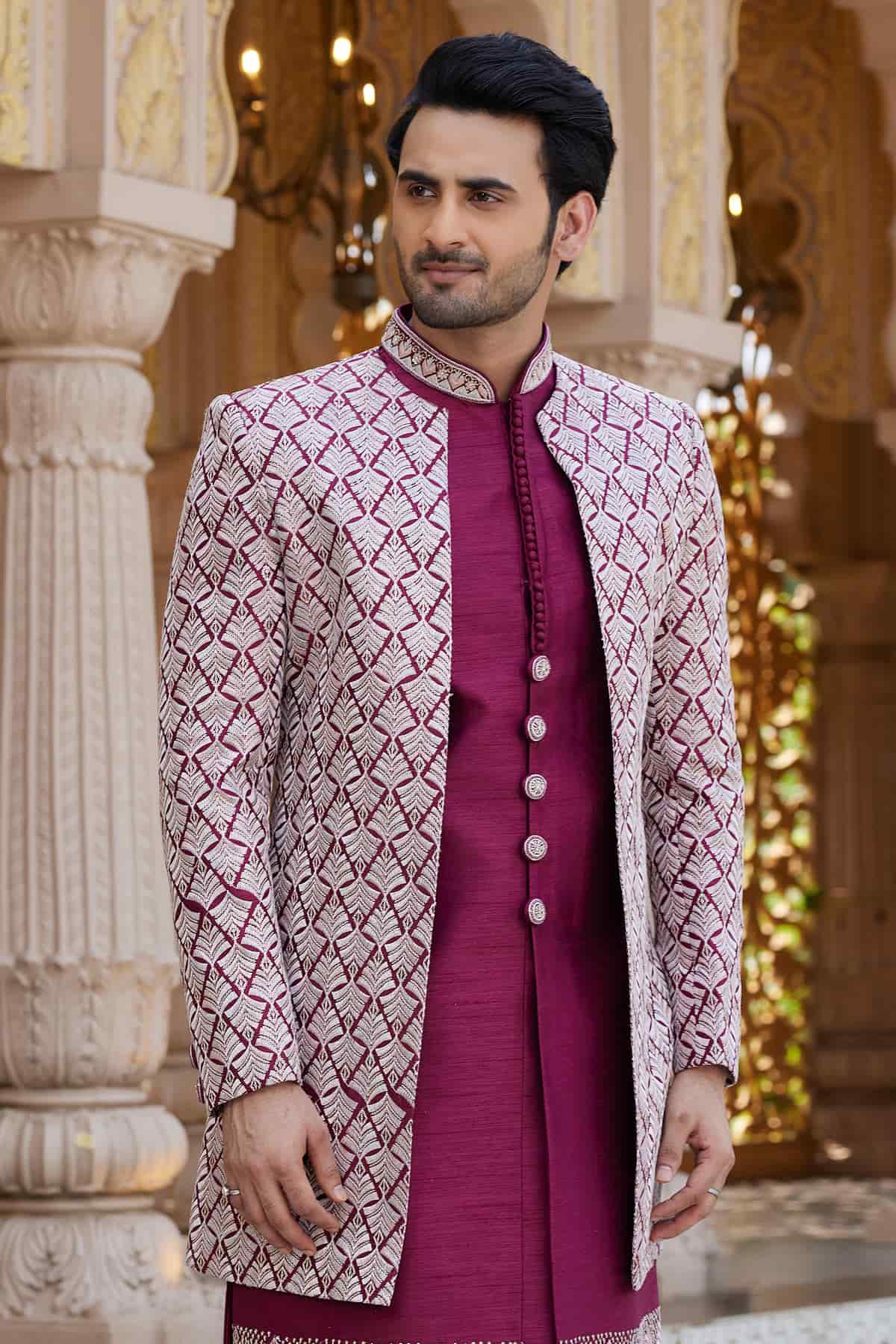 Maroon Colour Art Silk Embroidery Work 3 Pcs Indo Western