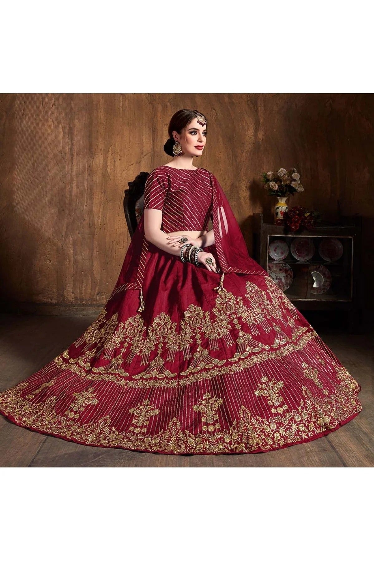 Maroon Colour Art Silk Lehenga Choli LC1010075 C