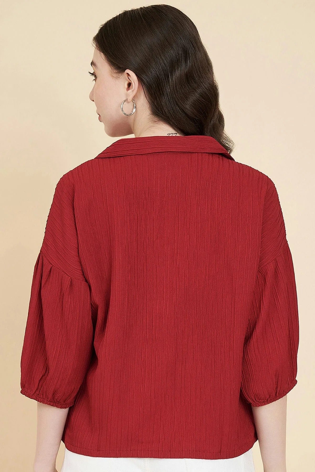 Maroon Colour Boxy Readymade Top TP1110820 A