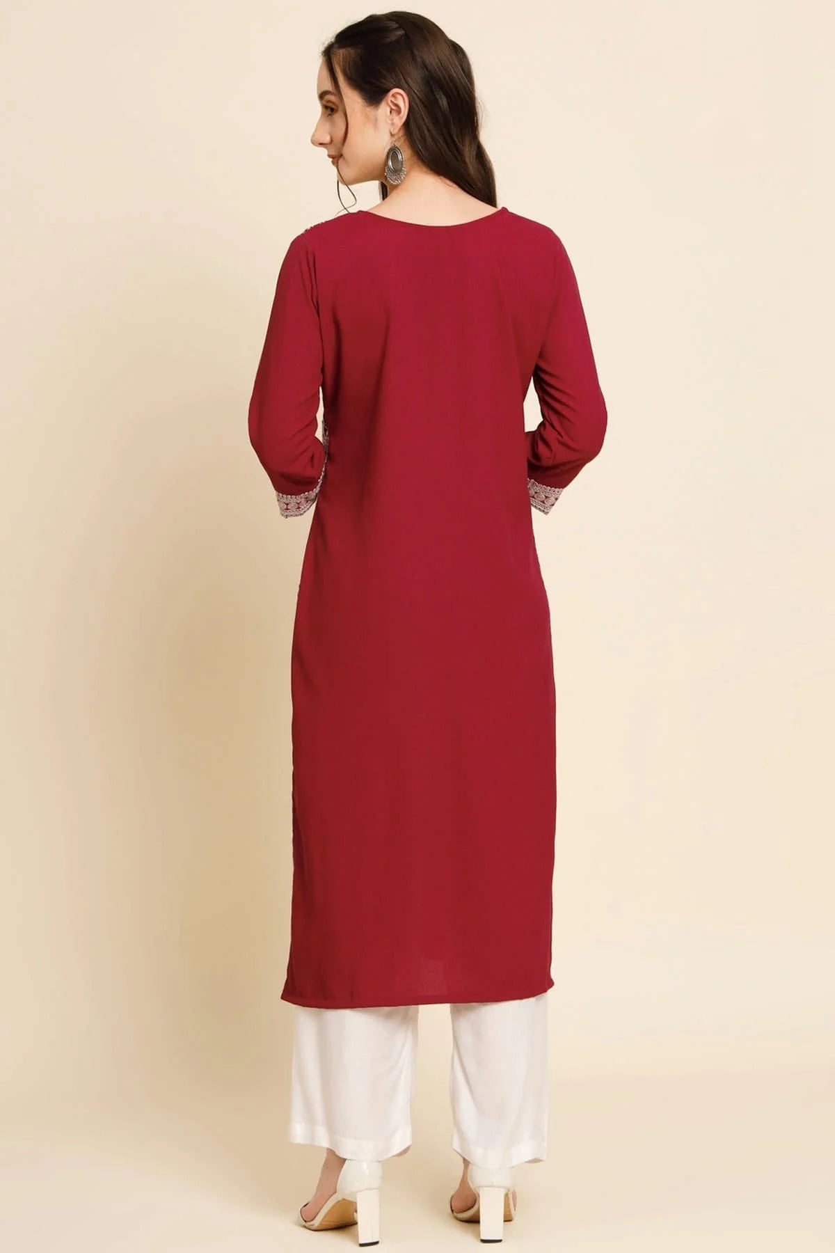 Maroon Colour Butter Crepe Kurti KR1111027 A