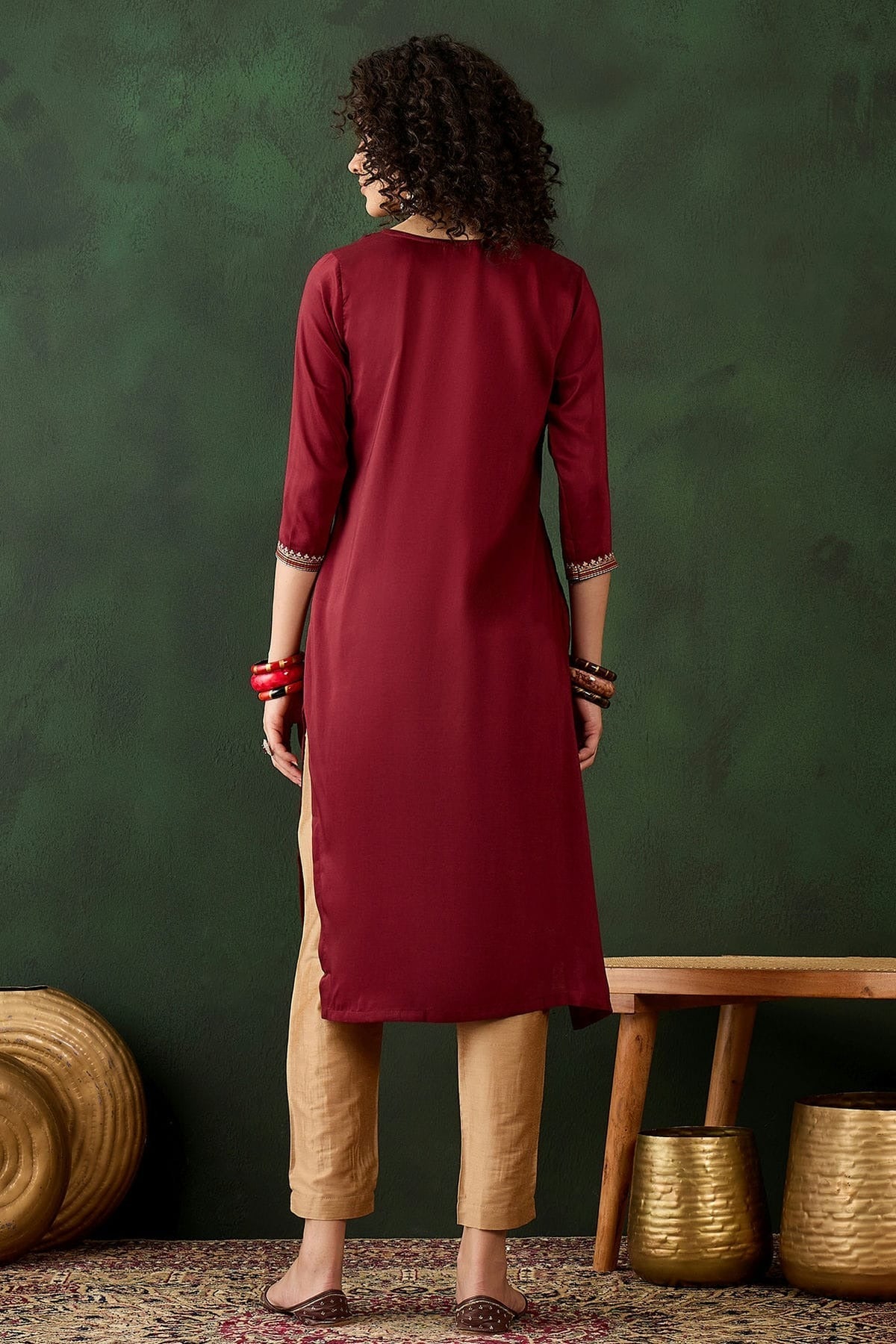 Maroon Colour Chinon Kurti KR1111272 A