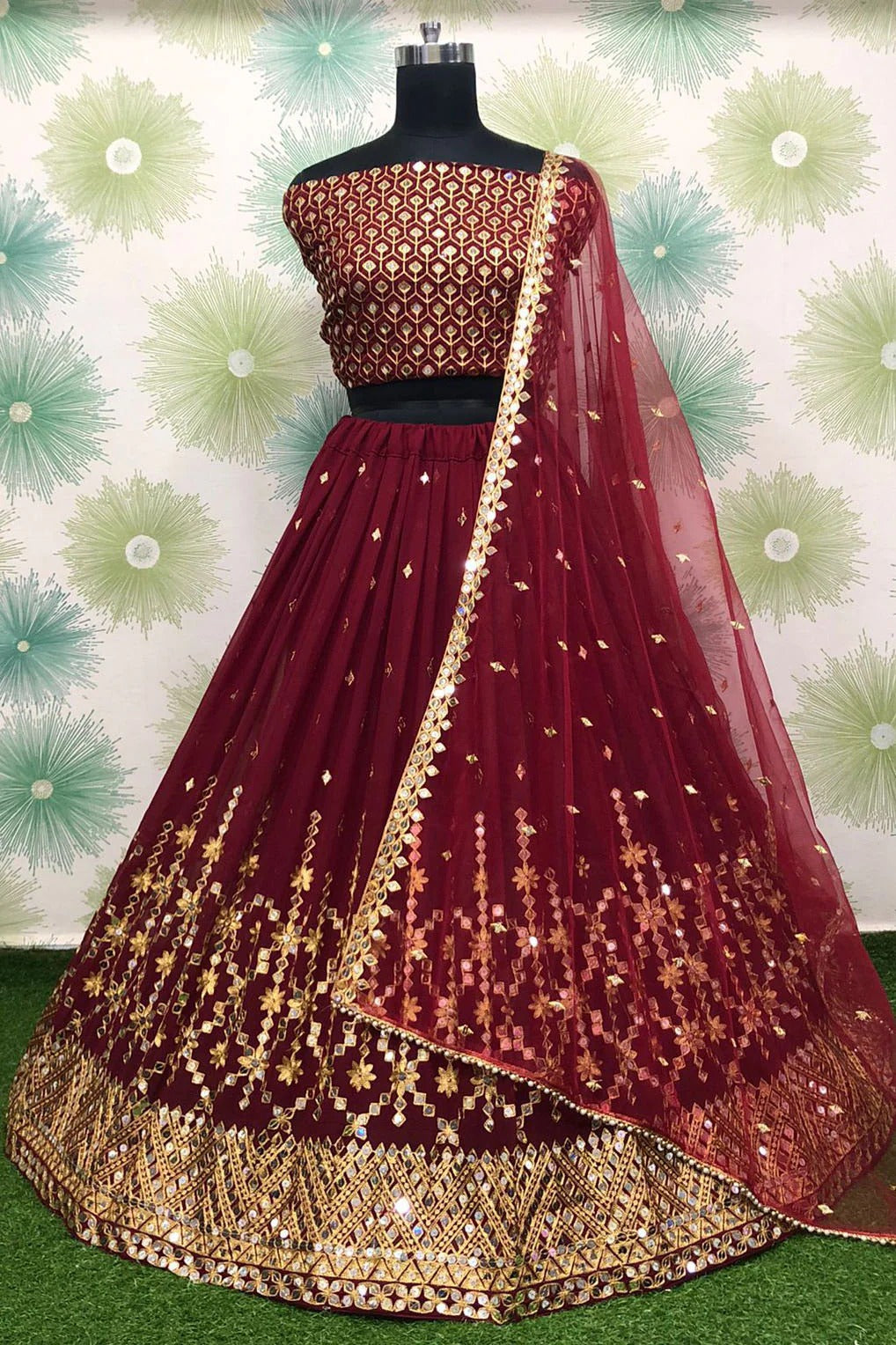 Maroon Colour Georgette Embroidery Lehenga Choli LC1020137 1