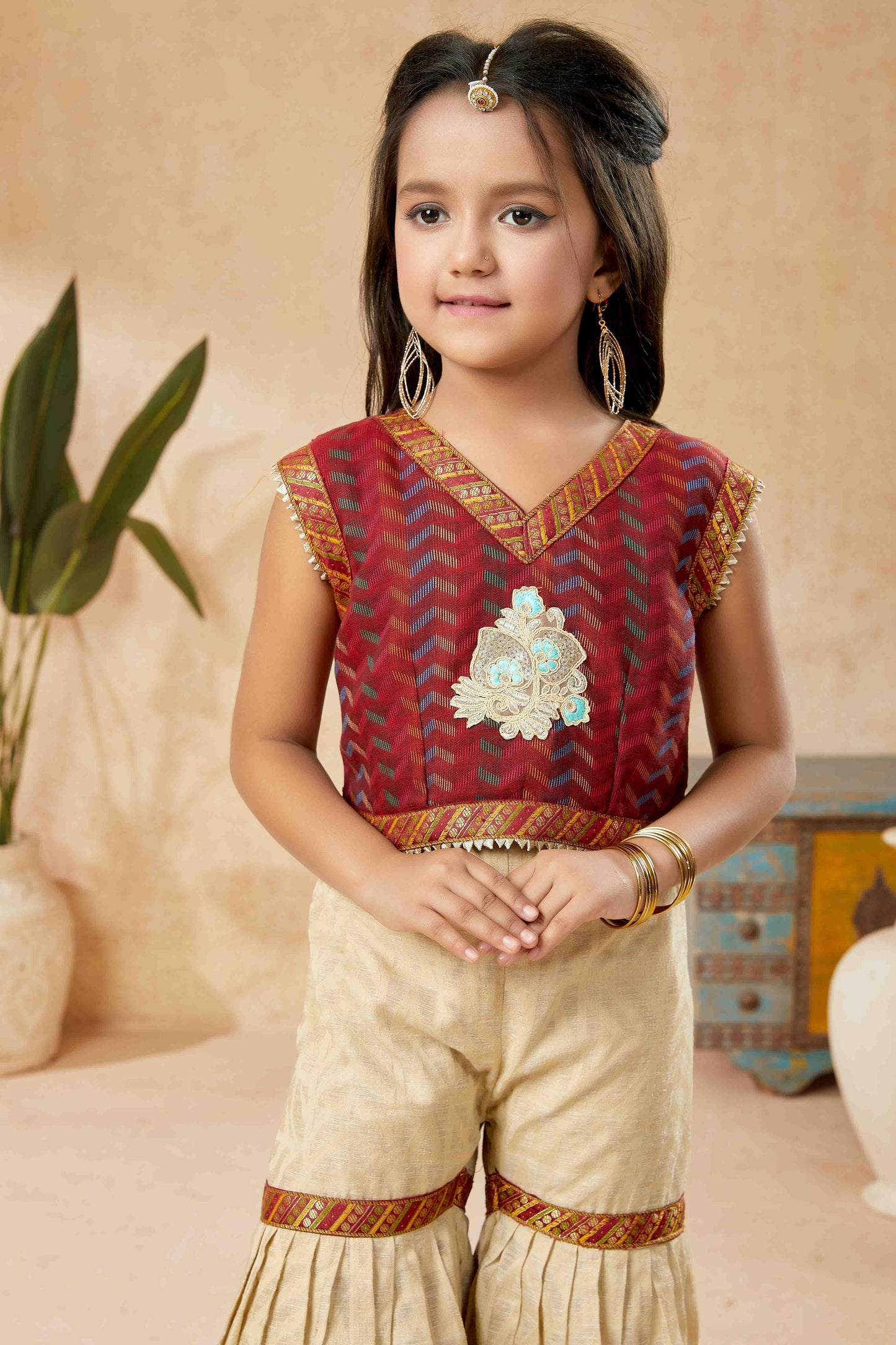 Maroon Colour Handloom Silk Sharara Suit GW1070745 B