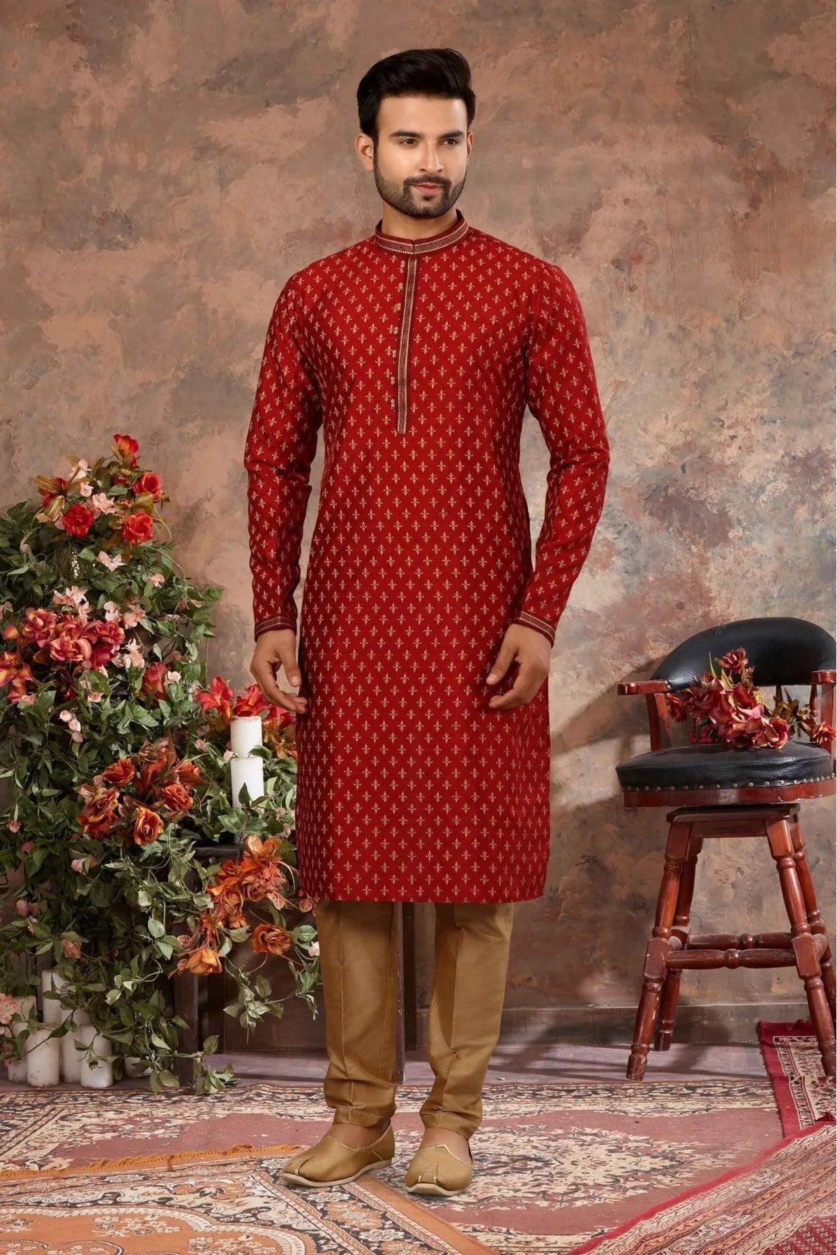 Maroon Colour Kurta Pajama In Silk Fabric KP1040139