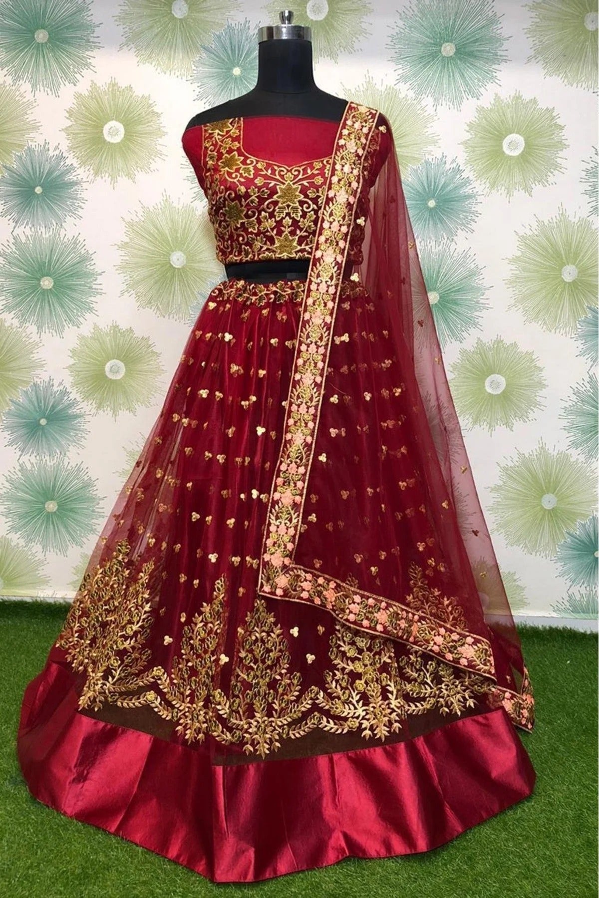 Maroon Colour Net Lehenga Choli LC1020040