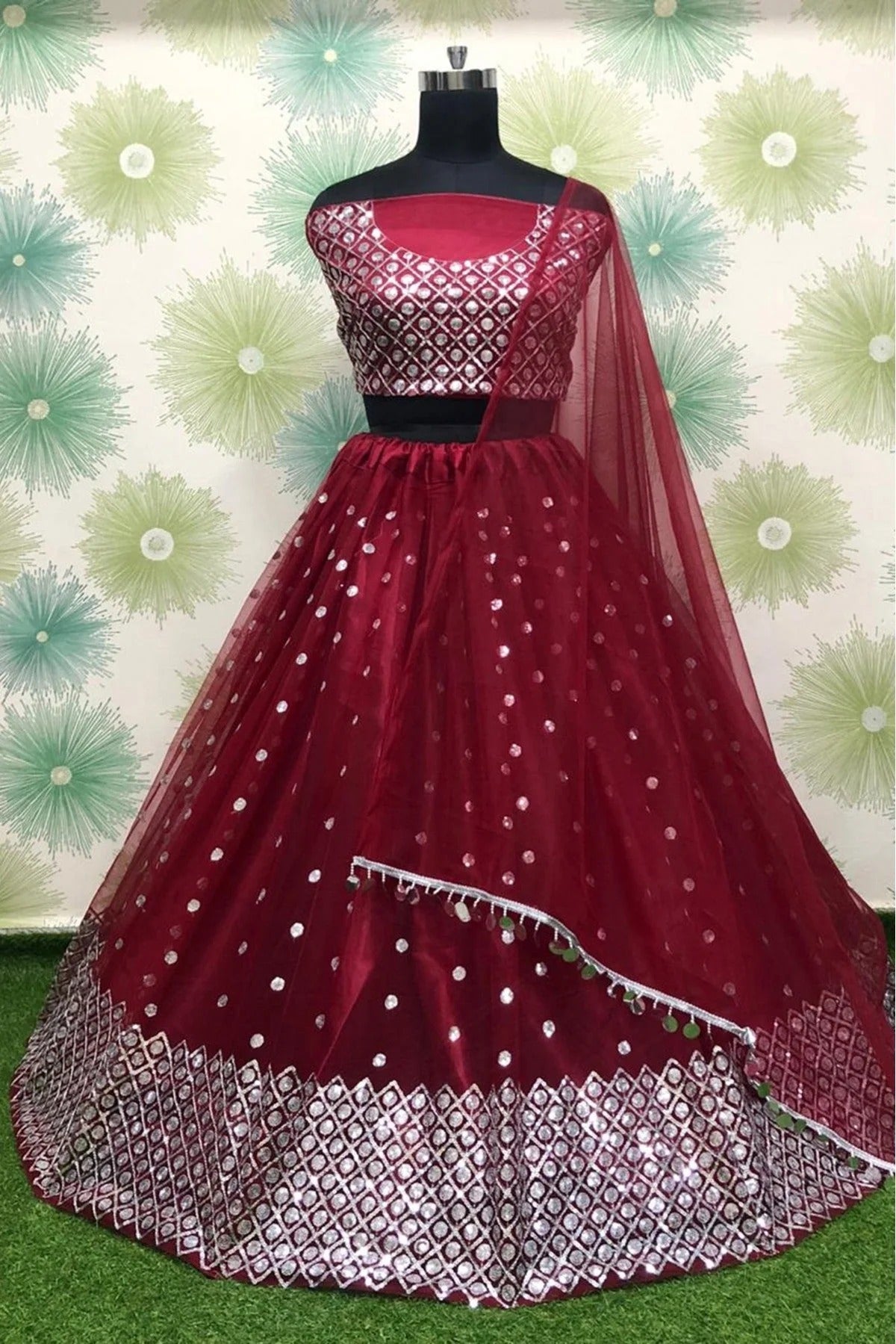 Maroon Colour Net Lehenga Choli LC1020107