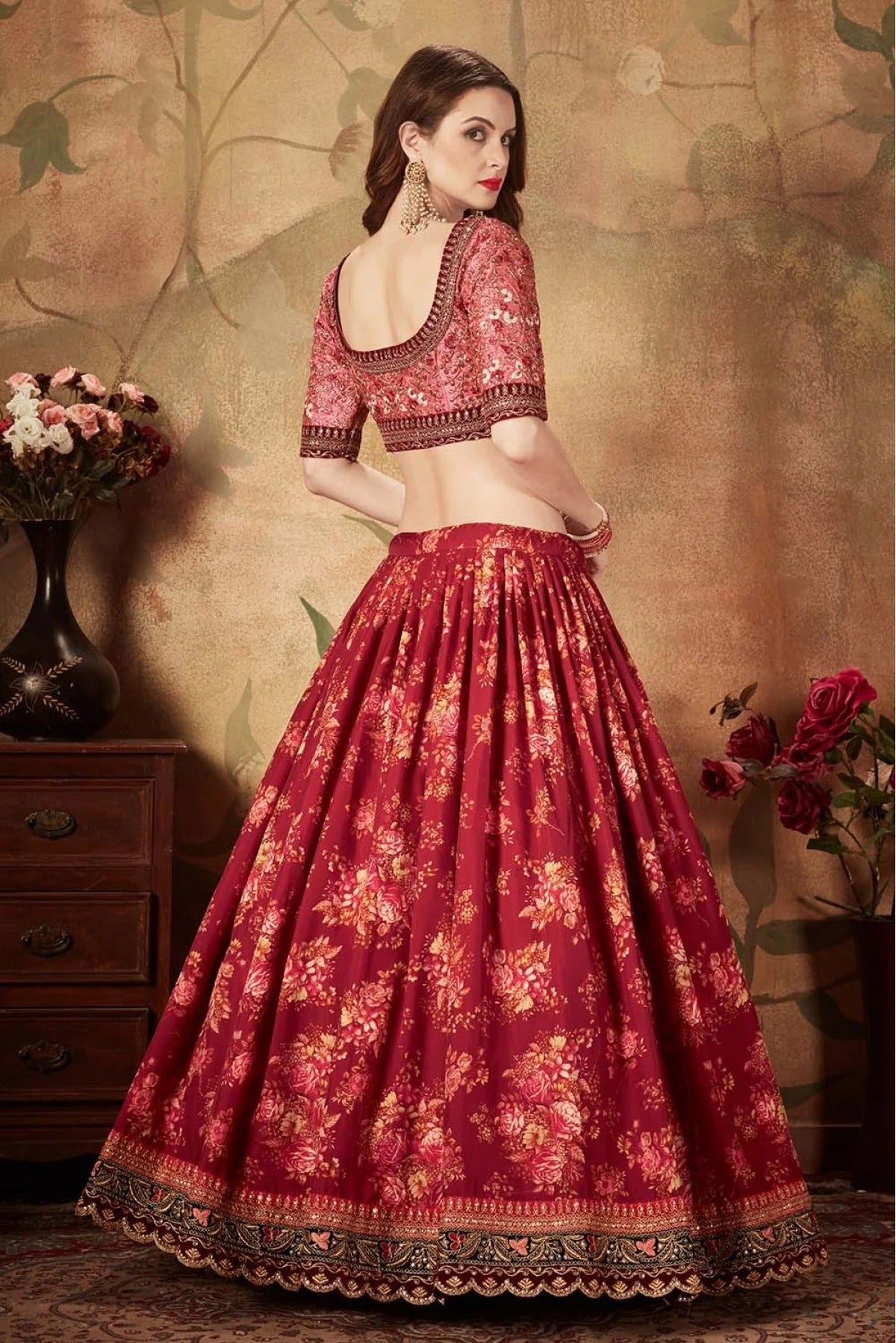 Maroon Colour Organza Lehenga Choli LC1010084 C