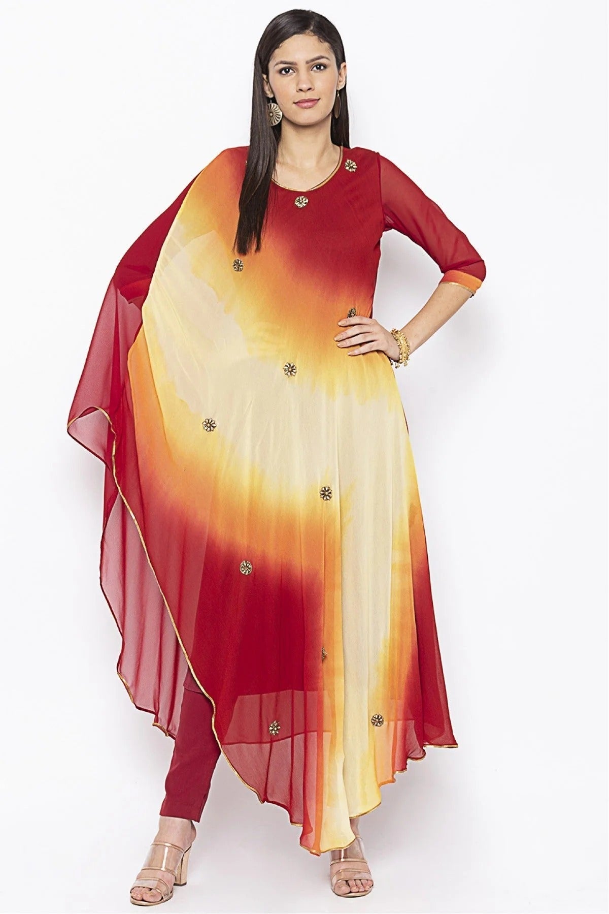 Maroon Colour Plus Size Georgette Embroidery Kurta Set KR1070563