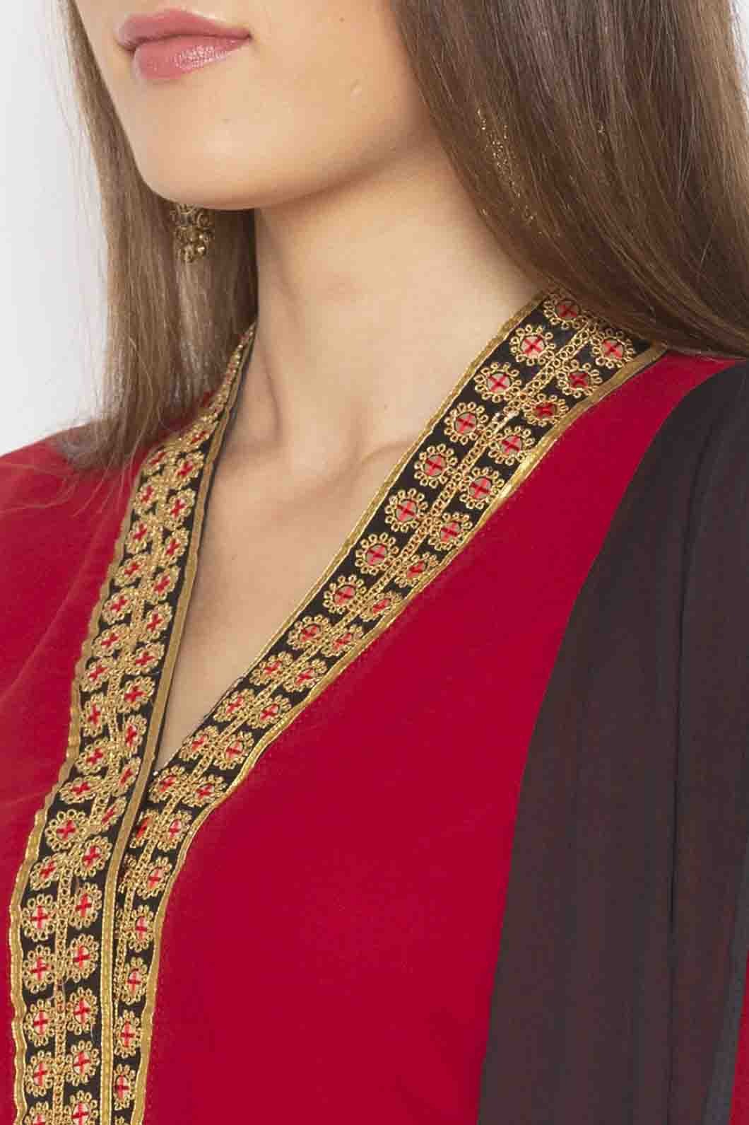 Maroon Colour Plus Size Georgette Embroidery Palazzo Pant Suit BW1070335 B