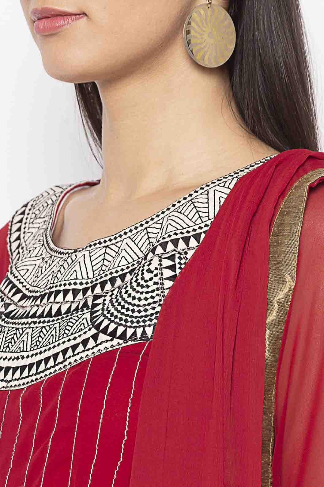 Maroon Colour Plus Size Georgette Embroidery Palazzo Pant Suit BW1070337 B