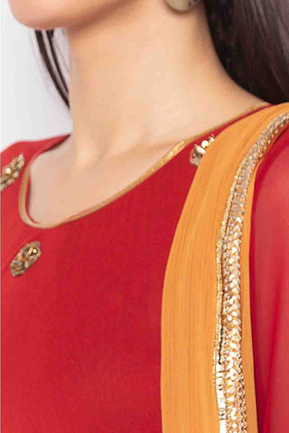 Maroon Colour Plus Size Stitched Georgette Embroidery Pant Style Suit BW1070280 B