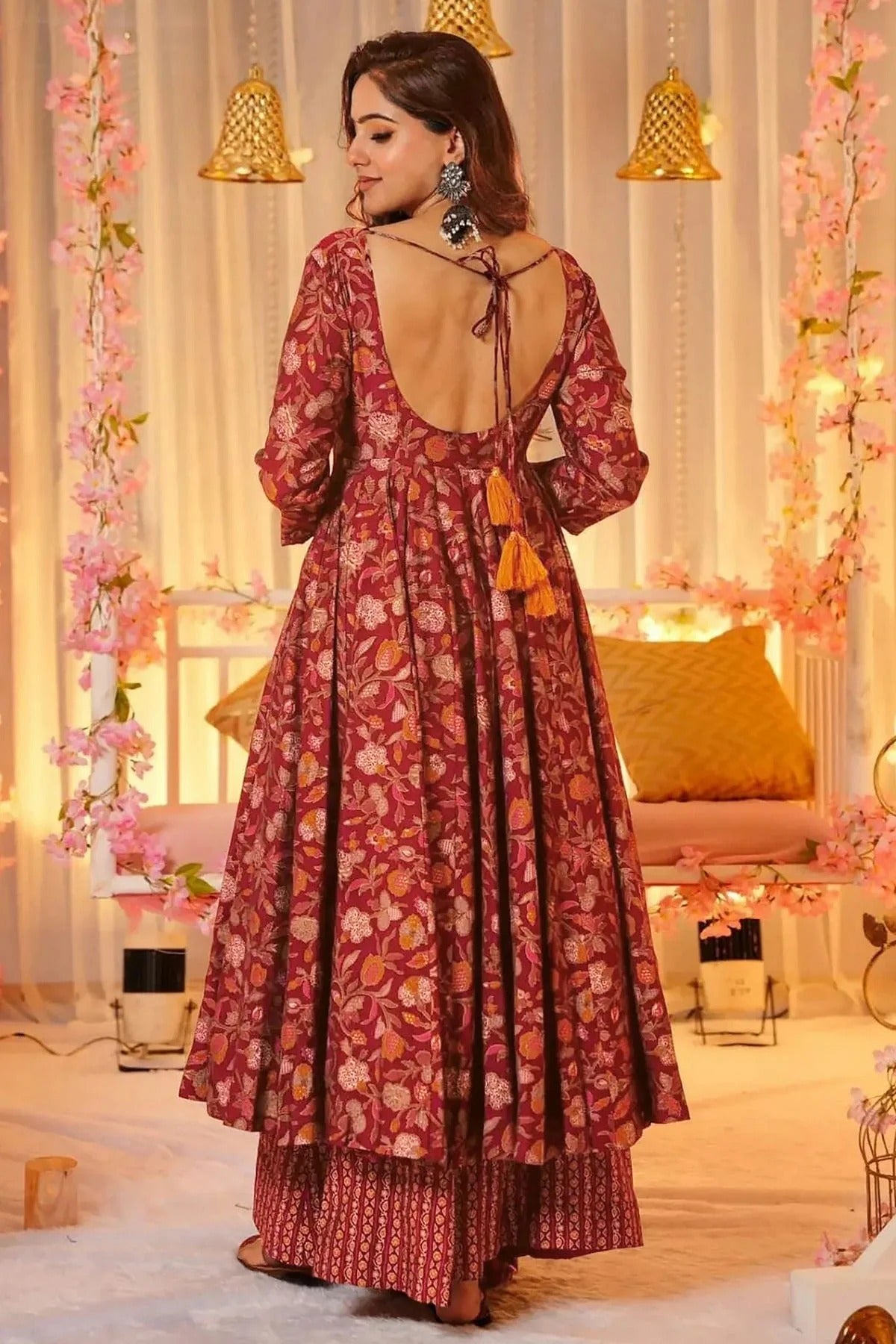 Maroon Colour Printed Muslin Stitched Suit SS1112458 A