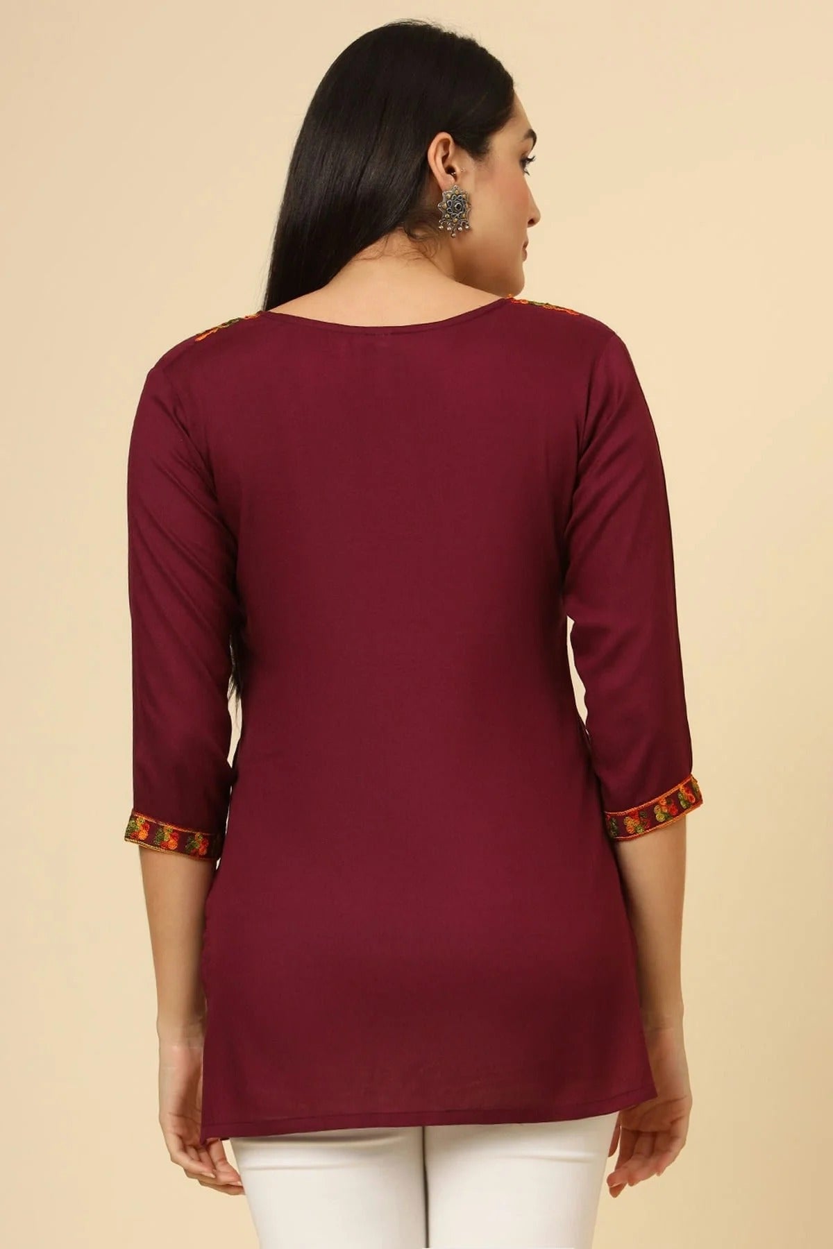 Maroon Colour Rayon Readymade Top TP1110846 A