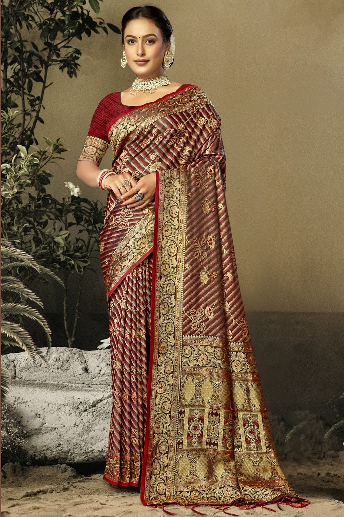 Maroon Colour Satin Silk Traditional Saree SD1102438