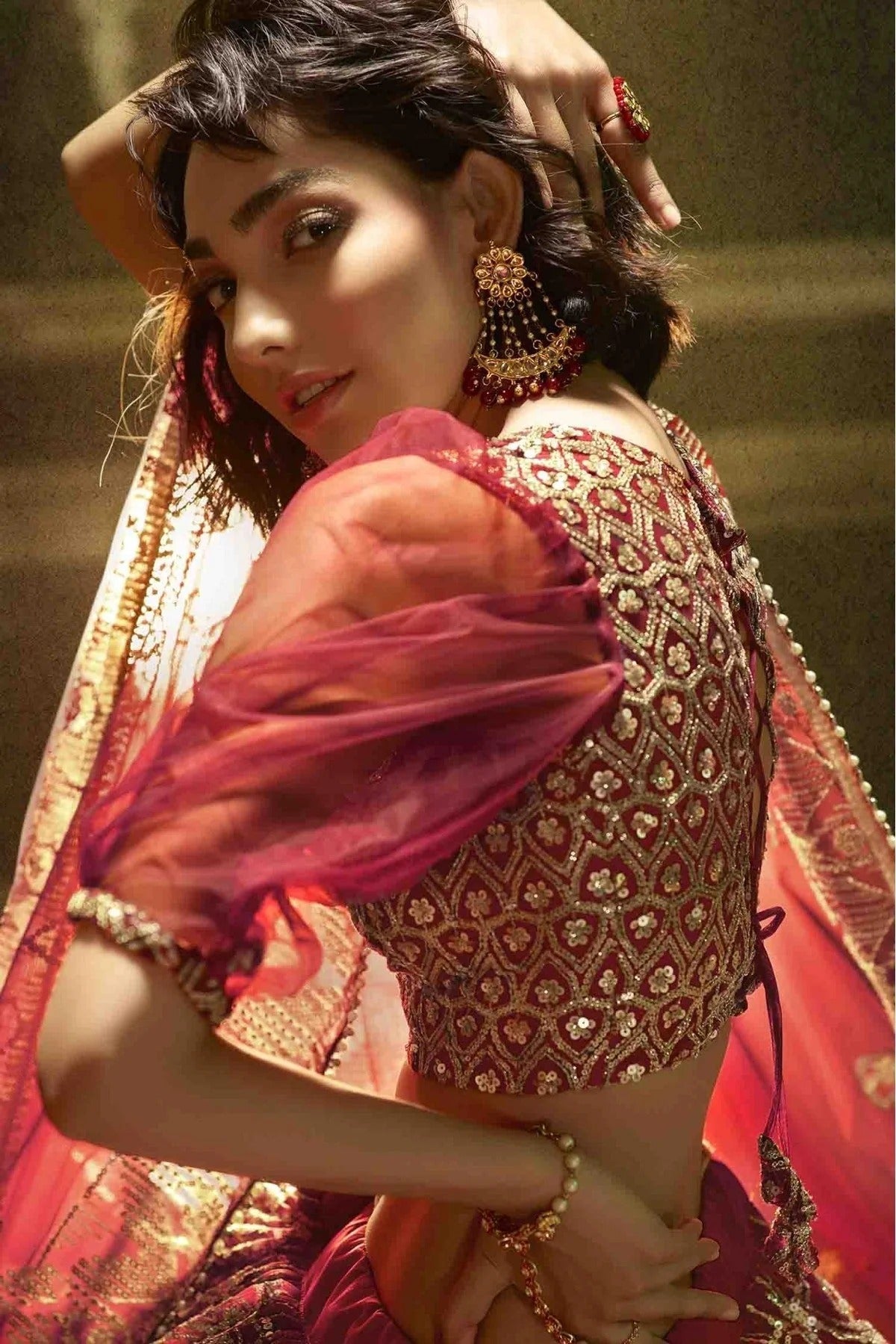 Maroon Colour Soft Net Embroidery Lehenga Choli LC1080385 B