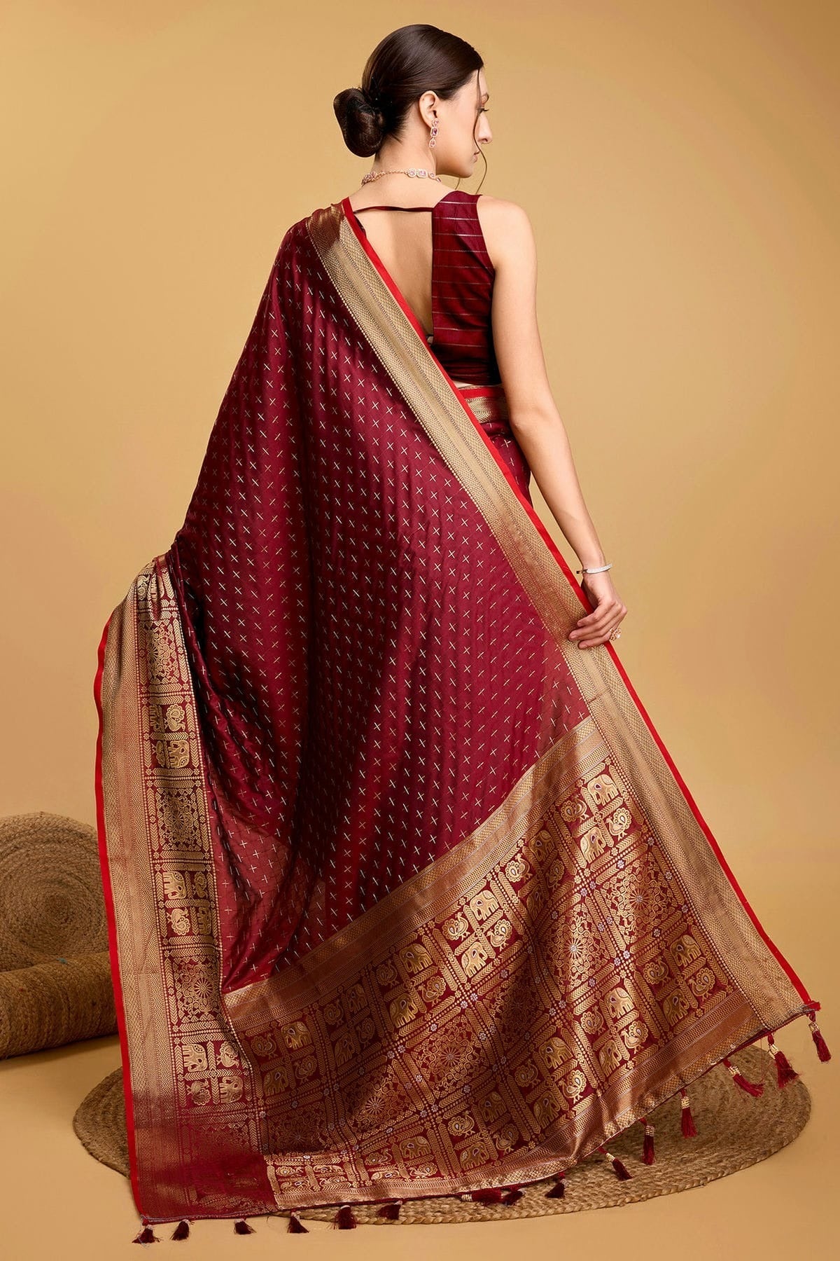 Maroon Colour Soft Silk Saree SD1110057 A