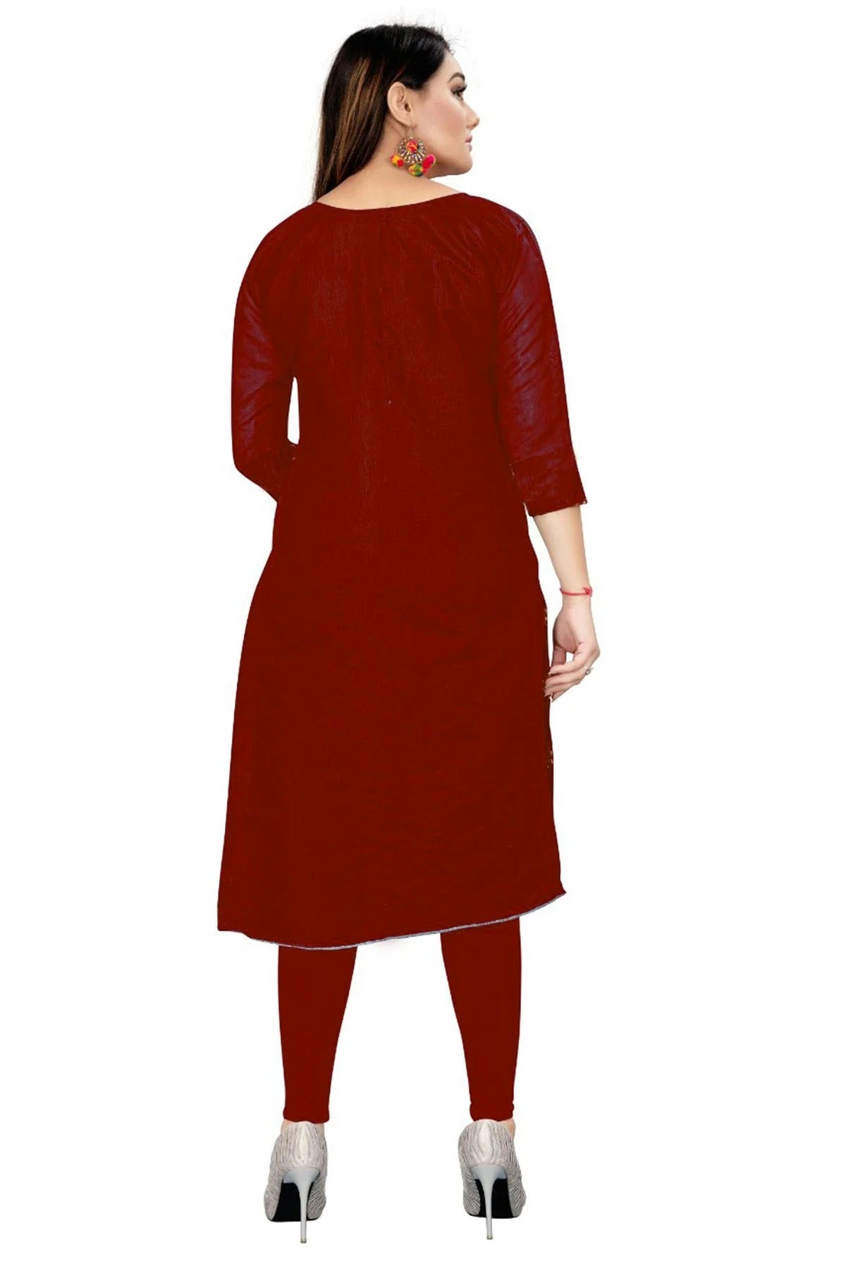Maroon Colour Unstitched Chanderi Straight Suit US1160734 A