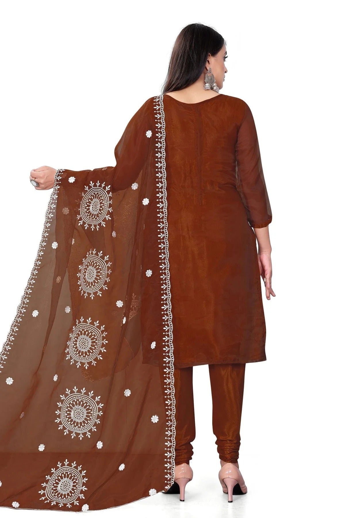 Maroon Colour Unstitched Organza Churidar Suit US1160711 A