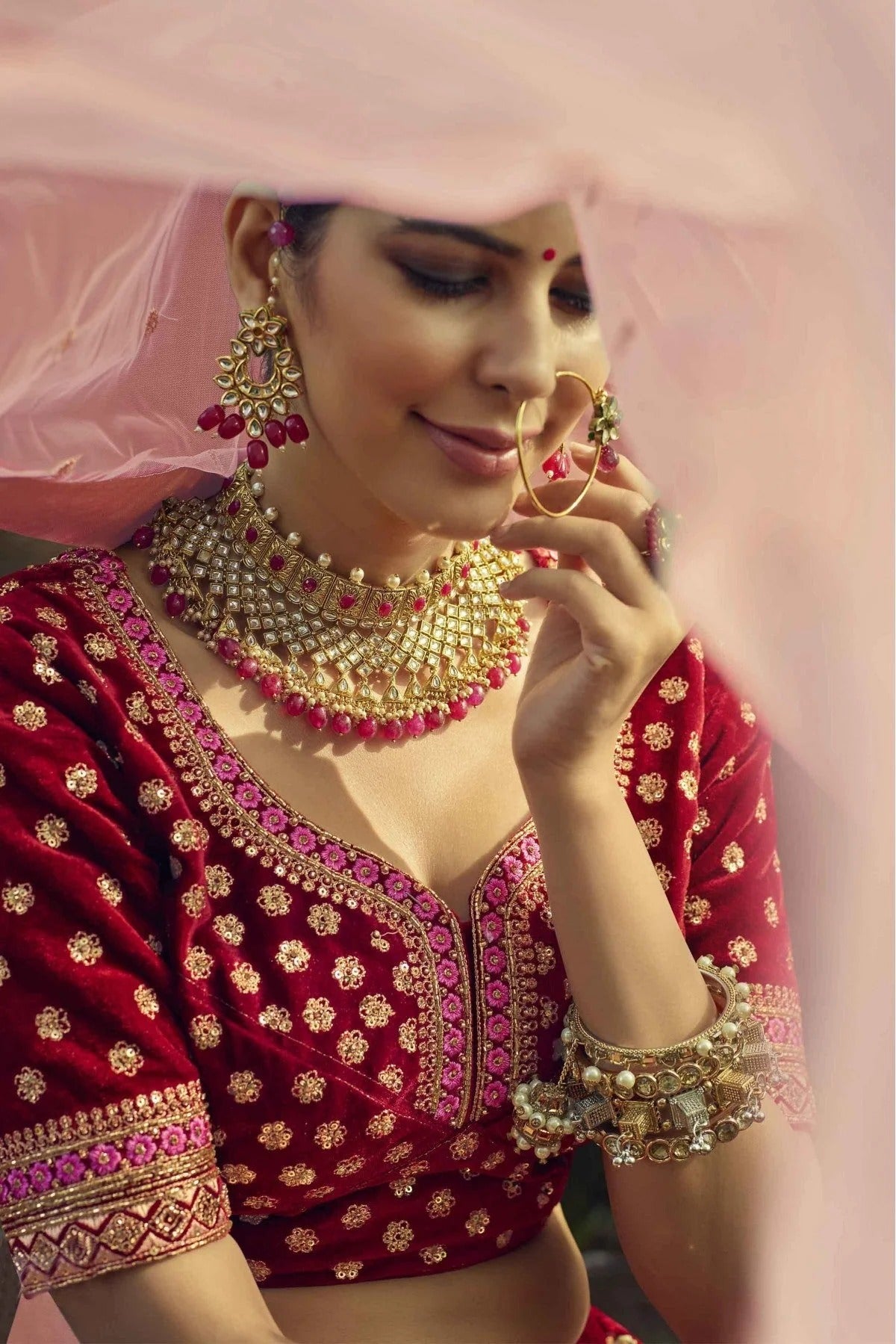 Maroon Colour Velvet Hand Work Lehenga Choli LC1080308 B